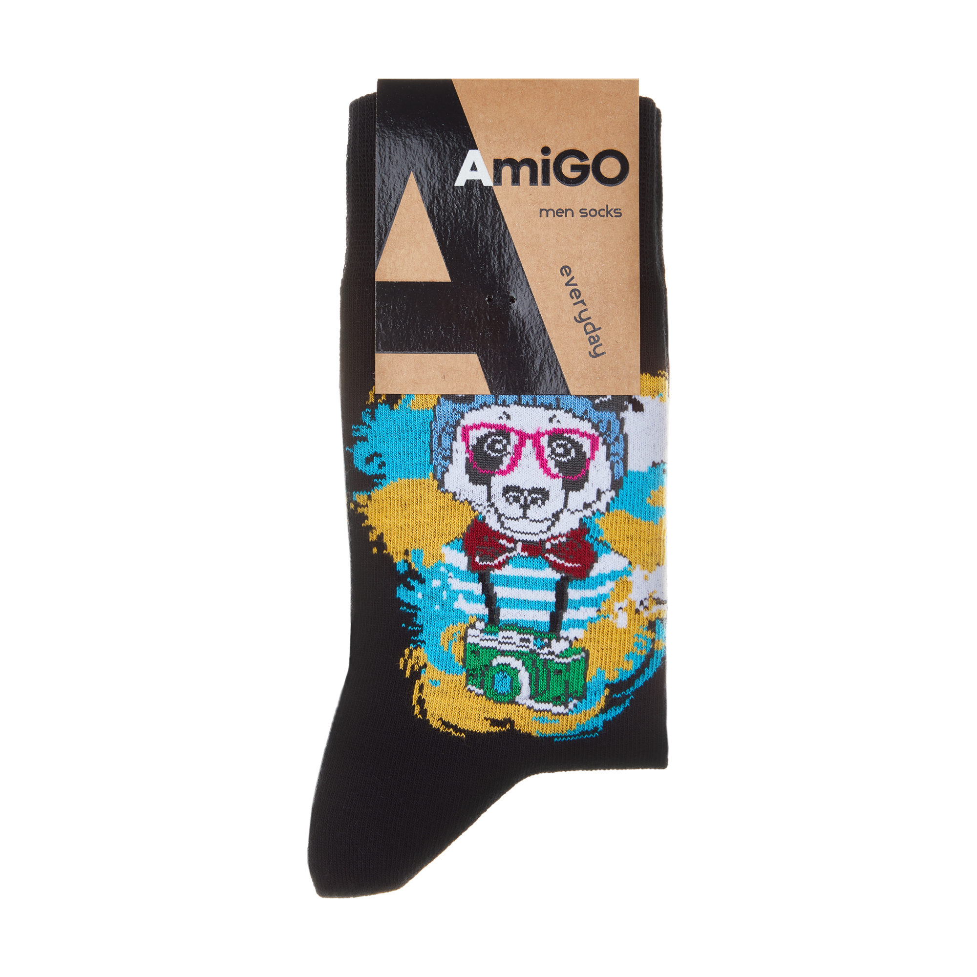 

Шкарпетки чоловічі AmiGO F03 класичні, панда, чорні, розмір 25