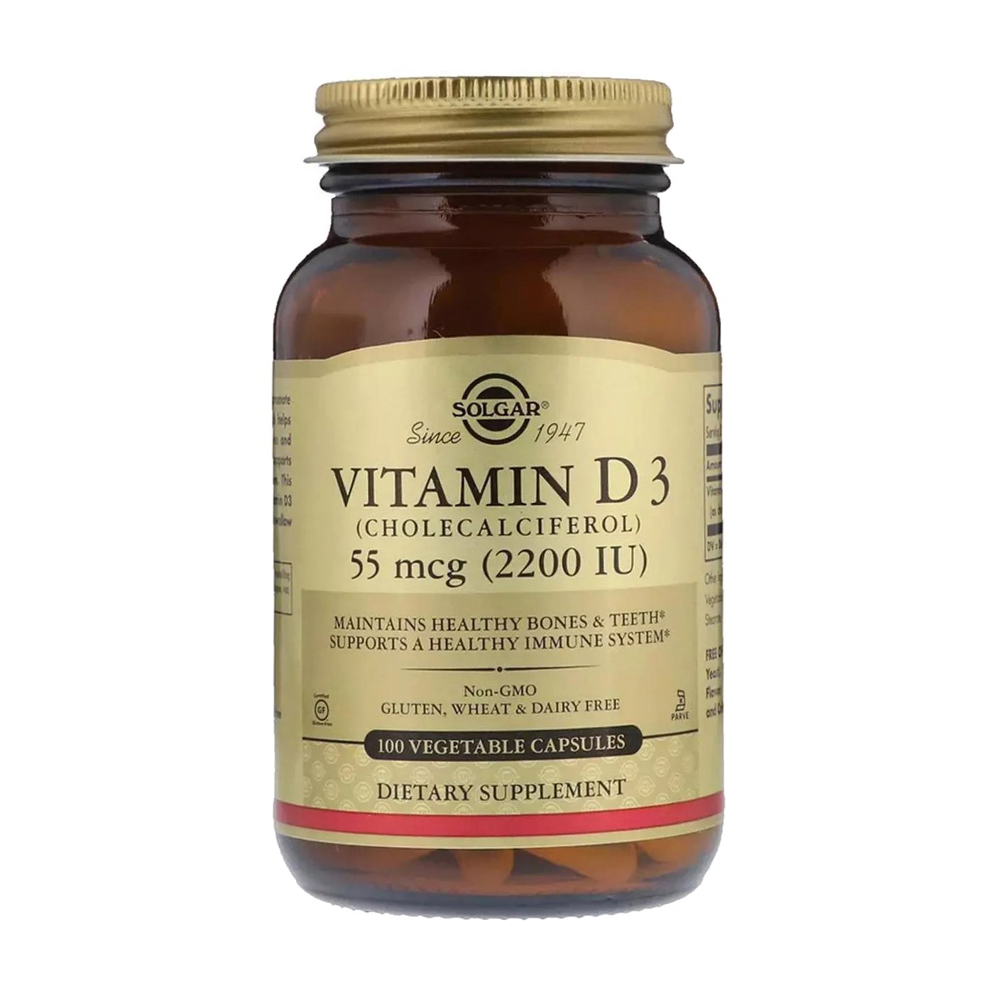 

Вітамін Д3 Solgar Vitamin D3 Холекальціферол, 55 мкг (2200 МО), 100 капсул
