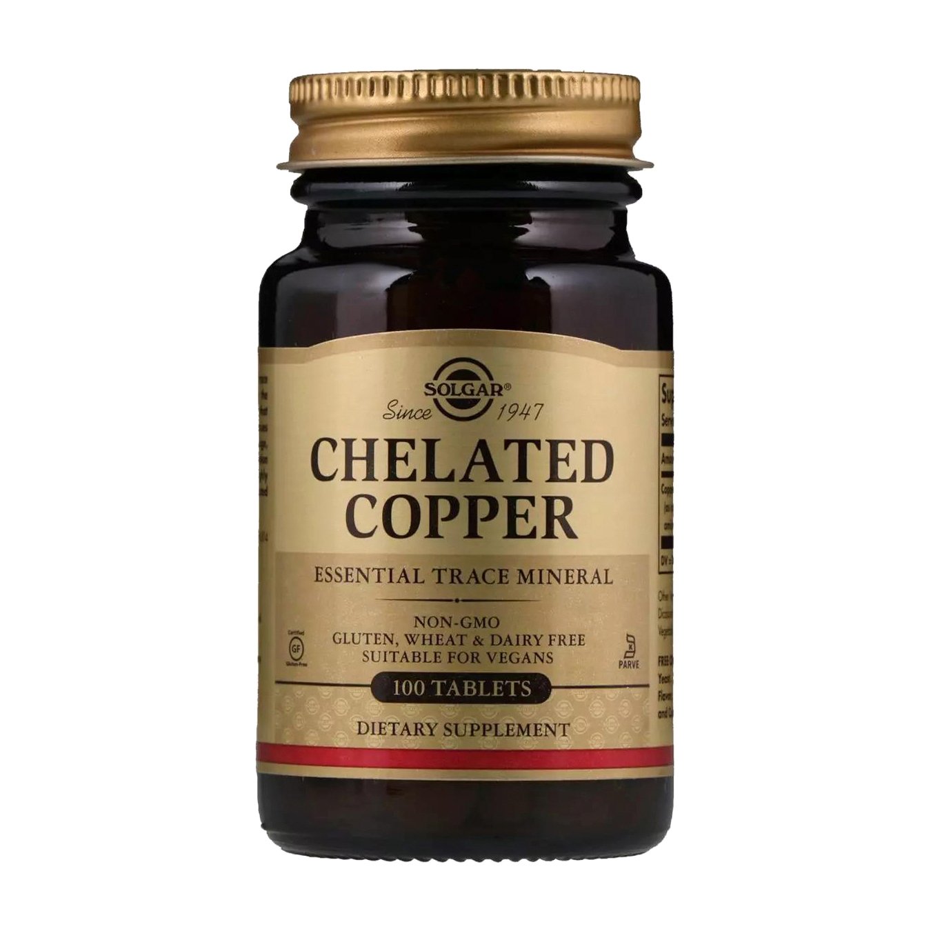 

Хелатна мідь Solgar Chelated Copper, 100 таблеток