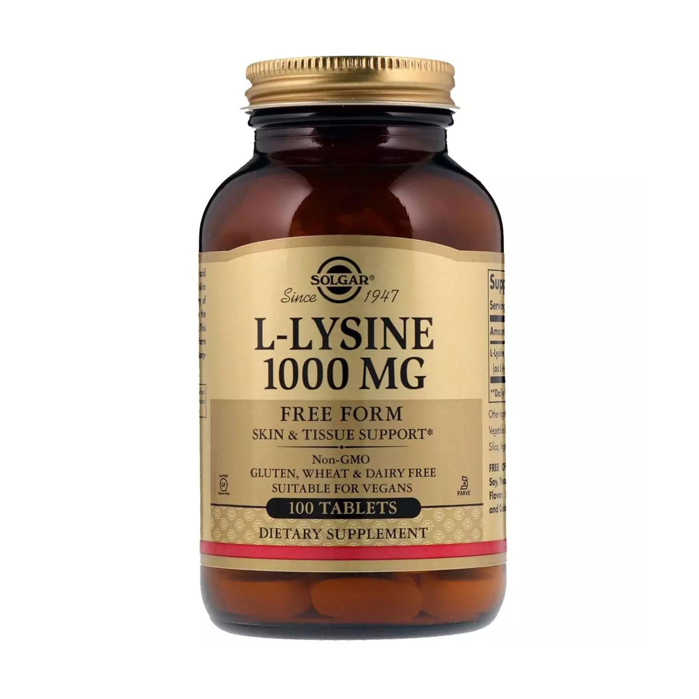 

L-Лізин Solgar L-Lysine 1000 мг, 100 таблеток