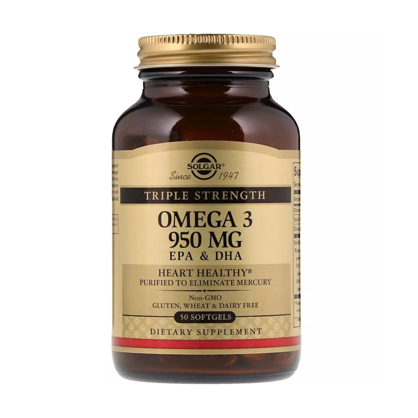 

Омега-3 Solgar Triple Strength Omega-3 EPA & DHA 950 мг, 50 капсул
