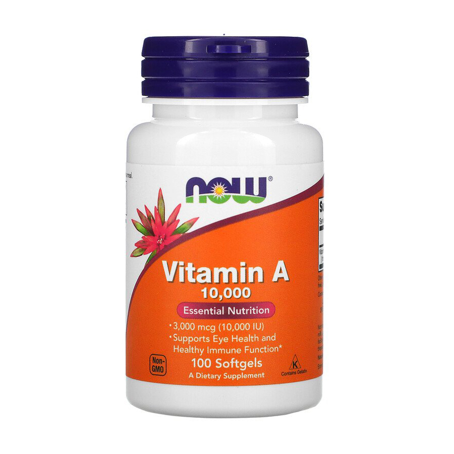 

Вітамін А NOW foods Vitamin A 10000 MO, 100 гелевих капсул