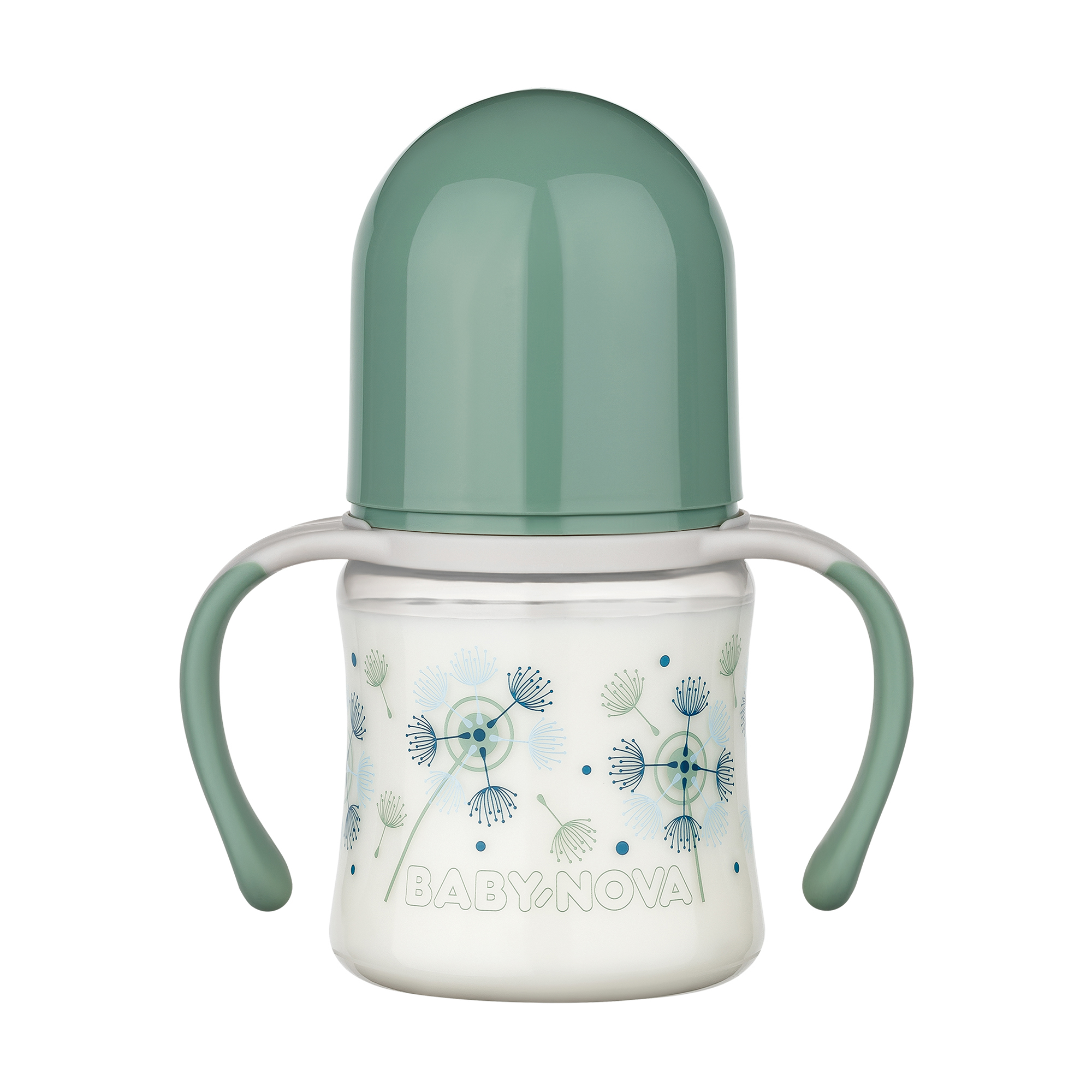 

Дитяча пластикова пляшка для годування Baby-Nova Декор з широкою шийкою та ручками, зелена, з народження, 150 мл (3966384)