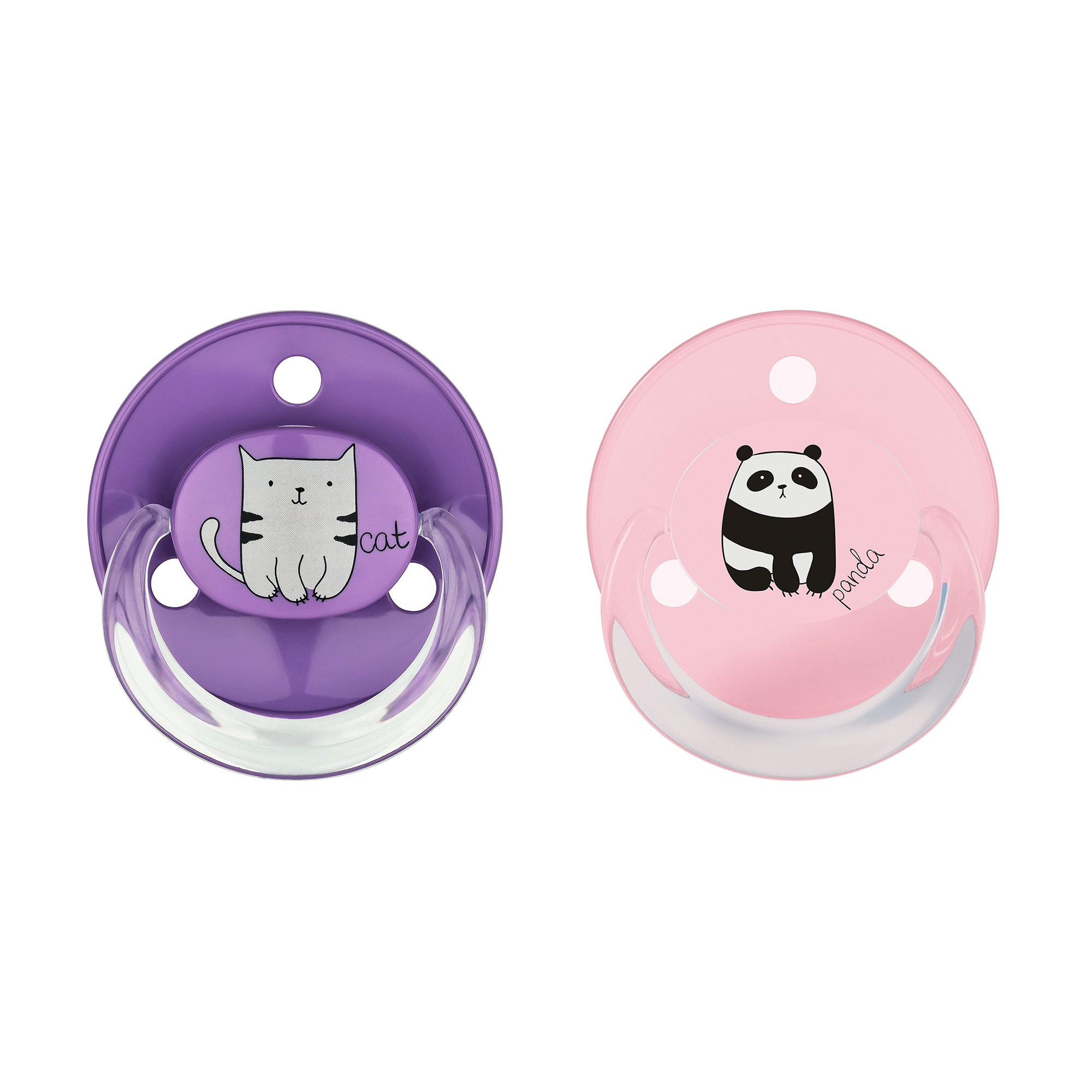 

Пустушка силіконова Baby-Nova Cat&Panda Uni з кільцем та малюнком, рожева та бузкова, від 0 до 24 місяців, 2 шт (3962097)