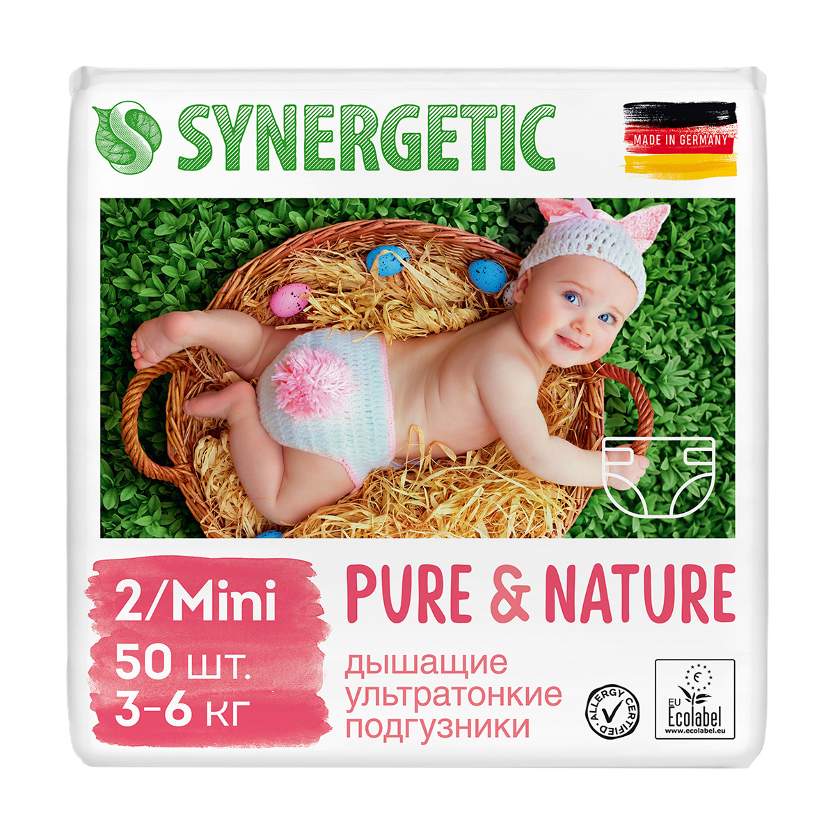 

Підгузки Synergetic Pure&Nature Mini розмір 2 (3-6 кг), 50 шт