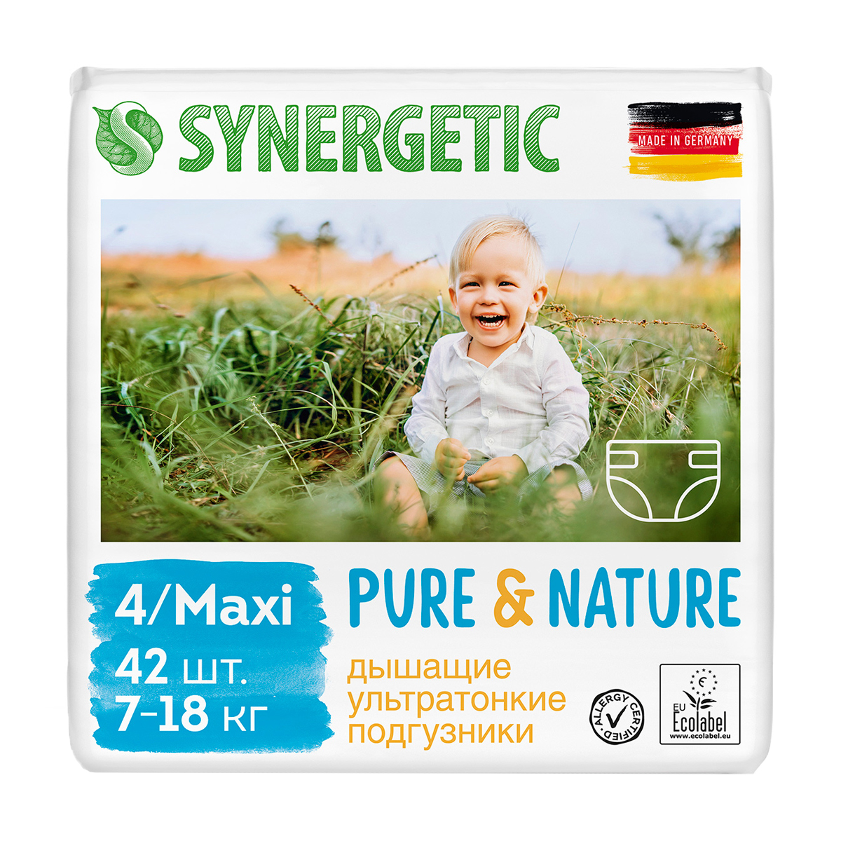 

Підгузки Synergetic Pure&Nature Maxi розмір 4 (7-18 кг), 42 шт