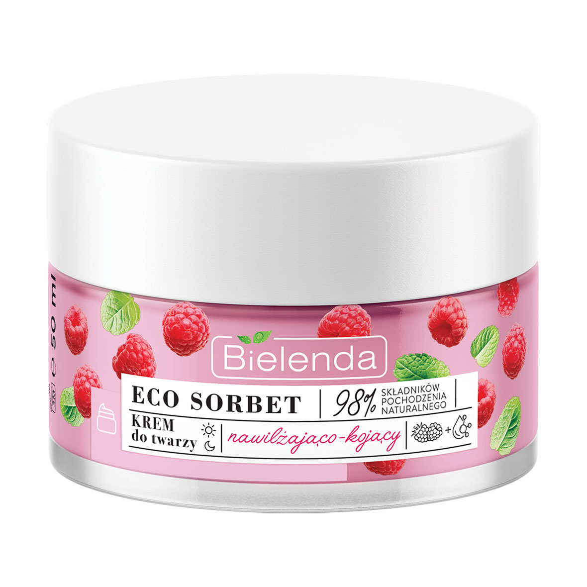 

Уцінка! Зволожувальний та заспокійливий крем для обличчя Bielenda Eco Sorbet Moisturizing & Soothing Face Cream з екстрактом малини, 50 мл