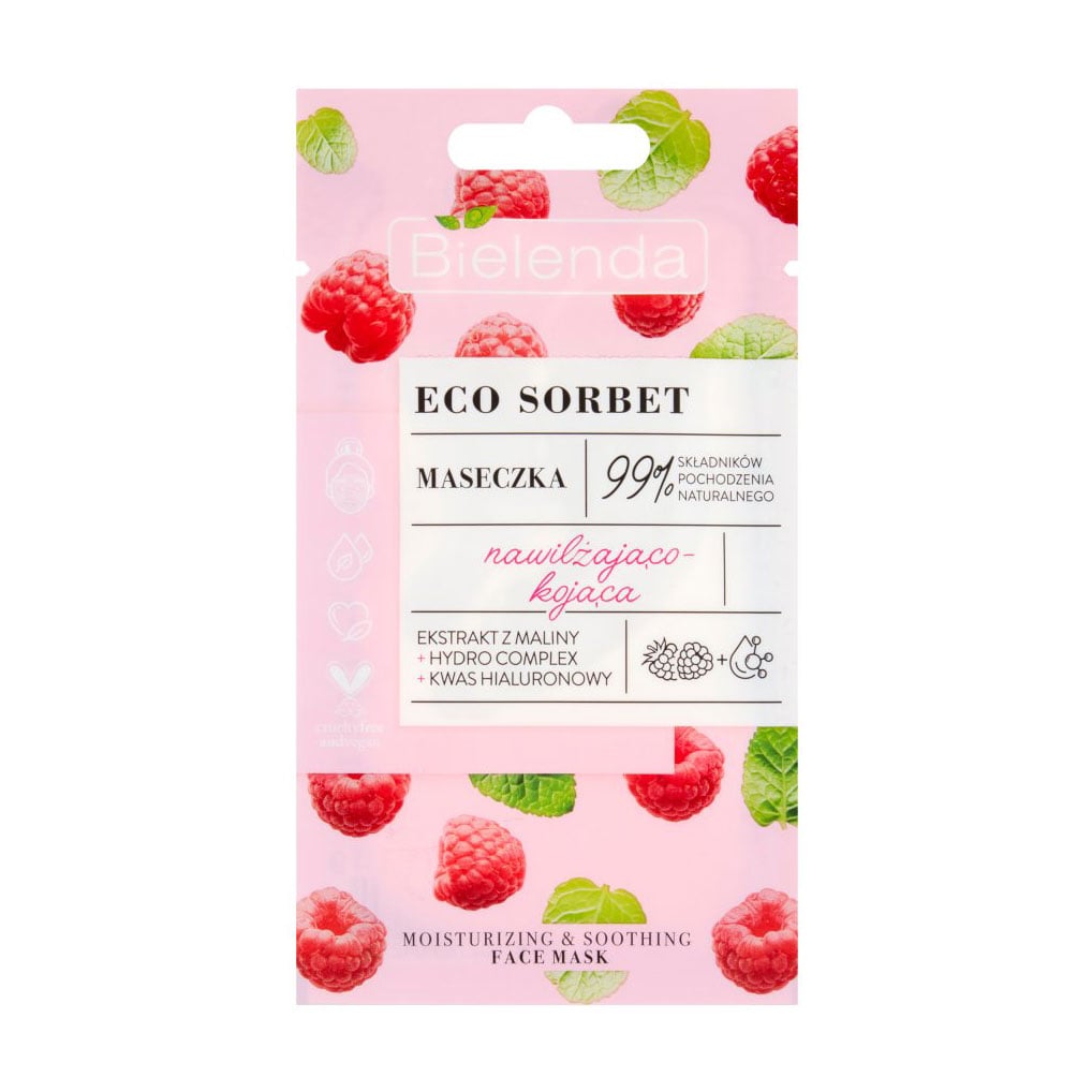 

Зволожувальна та заспокійлива маска для обличчя Bielenda Eco Sorbet Moisturizing & Soothing Face Mask, 8 г