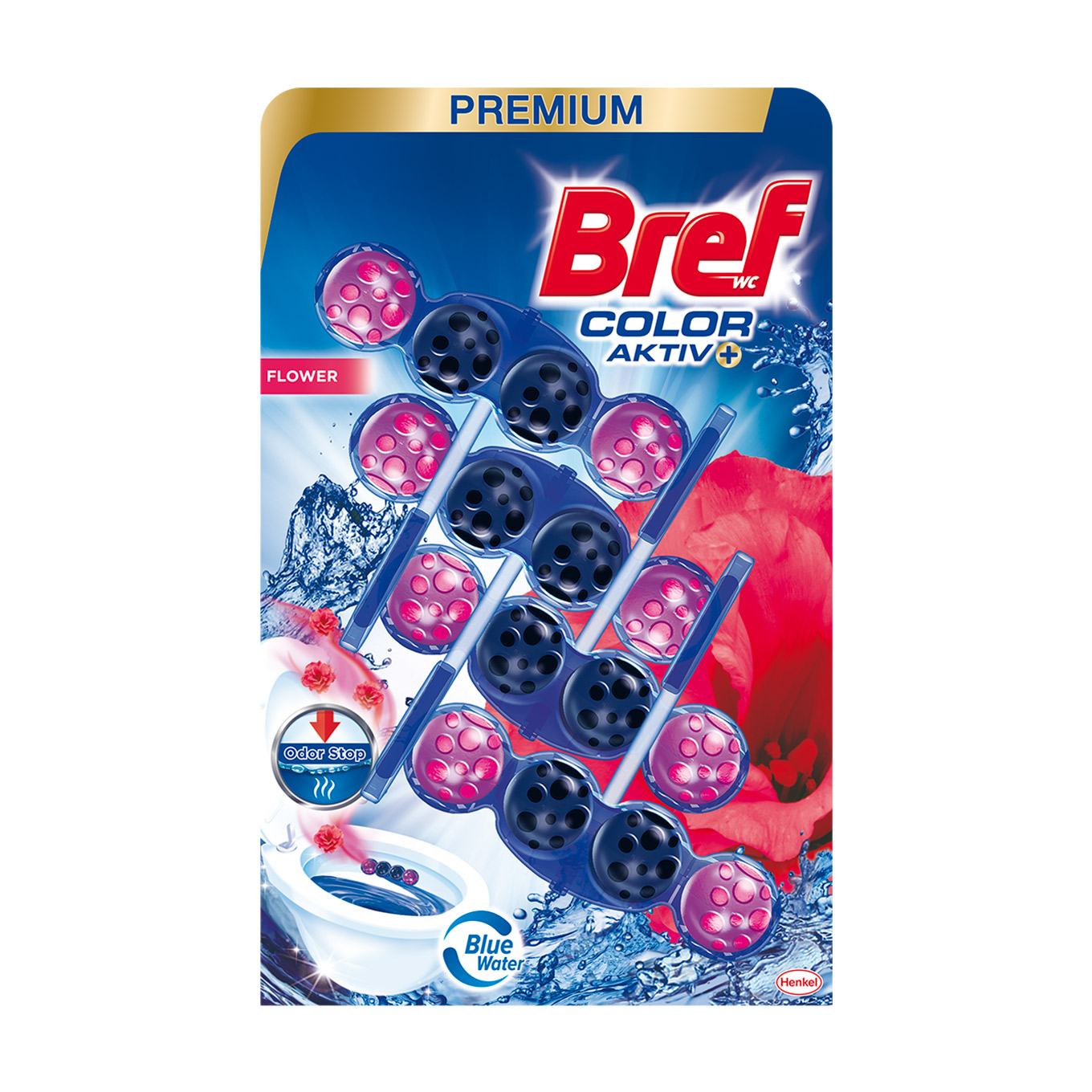 

Уцінка! Твердий туалетний блок Bref Кольорова вода Квіткова свіжість, 4*50 г