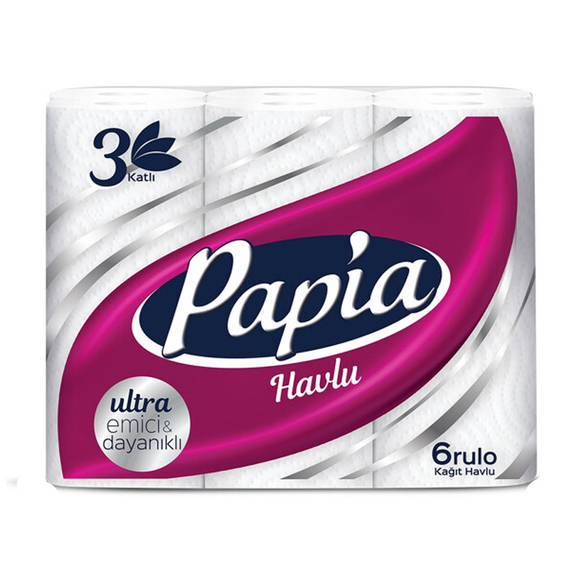 

Паперові рушники Papia 3-шарові, 85 відривів, 6 рулонів