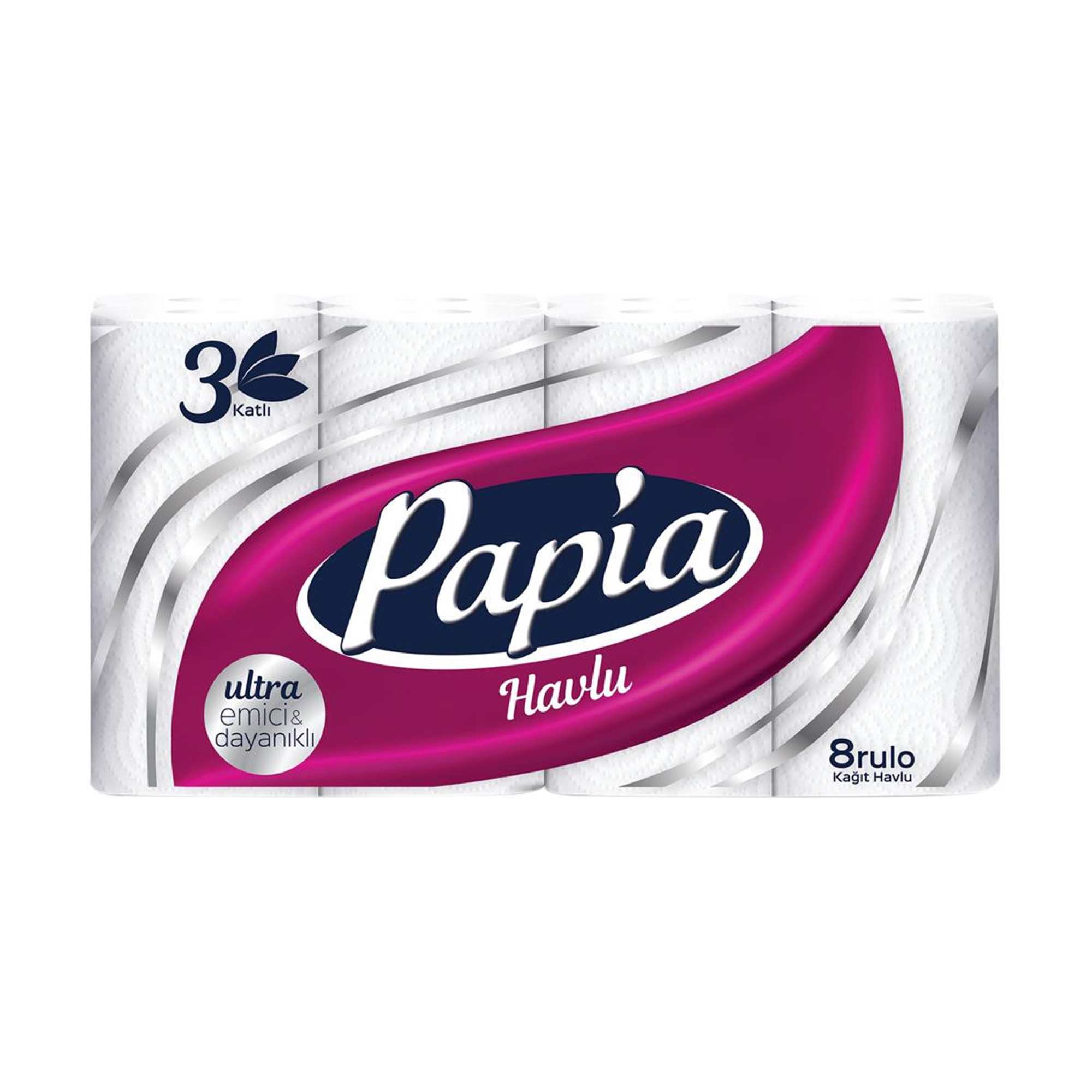 

Паперові рушники Papia 3-шарові, 85 відривів, 8 рулонів