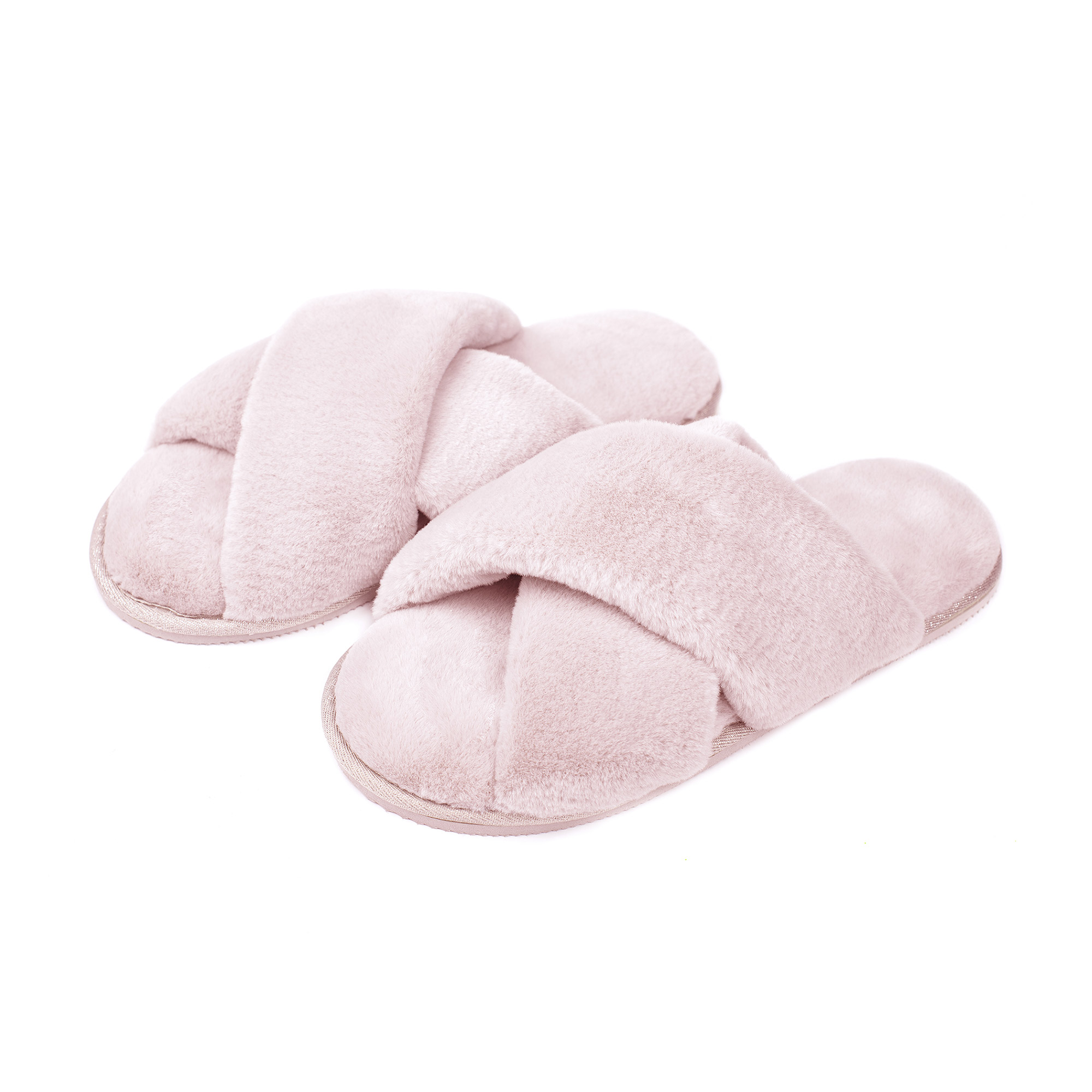 

Жіночі кімнатні капці Twins HS-Lux відкриті, перехрест, хутряні, рожеві, розмір 38-39