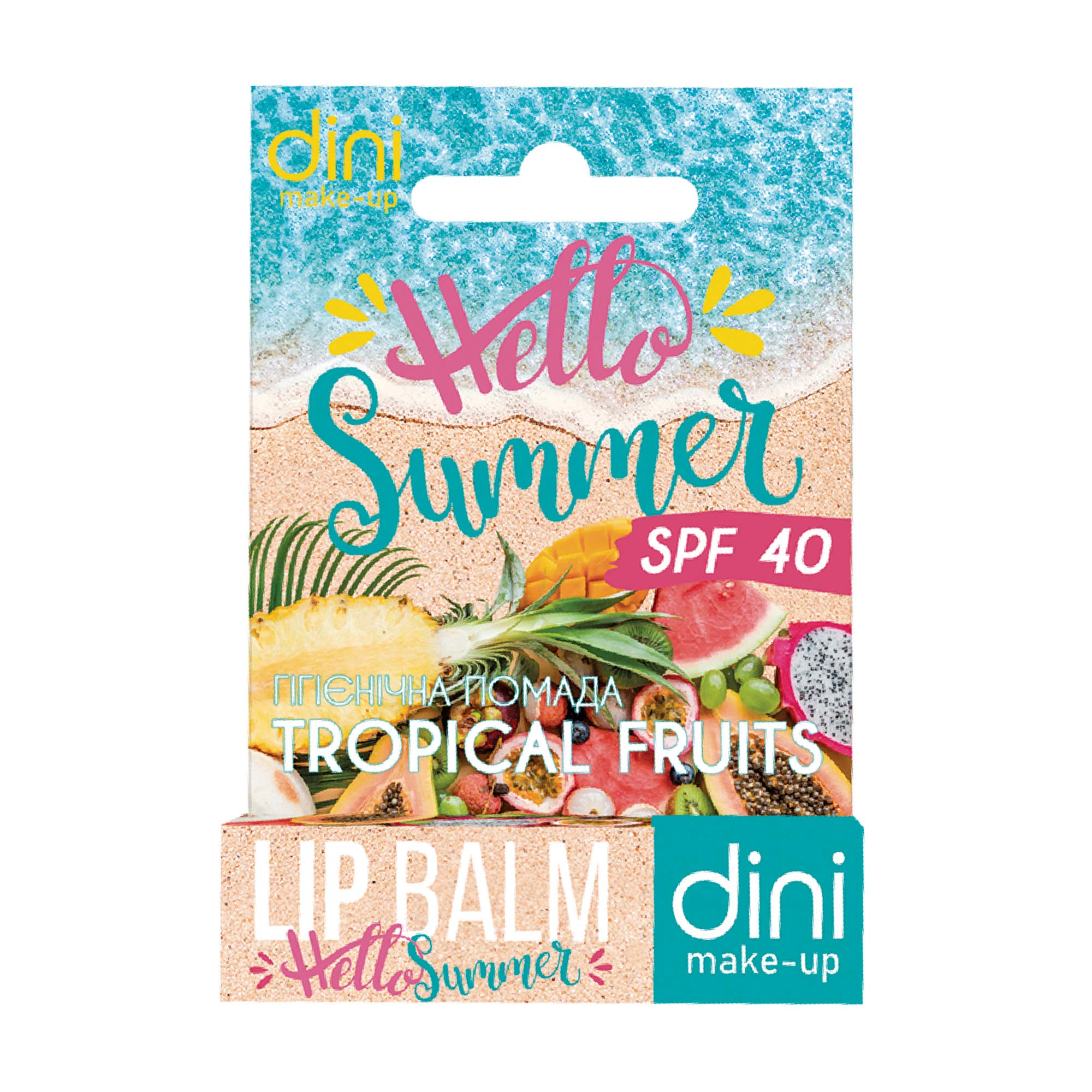 

Гігієнічна помада для губ Dini Hello Summer Tropical Fruits SPF 40 Lip Balm, 4.5 г