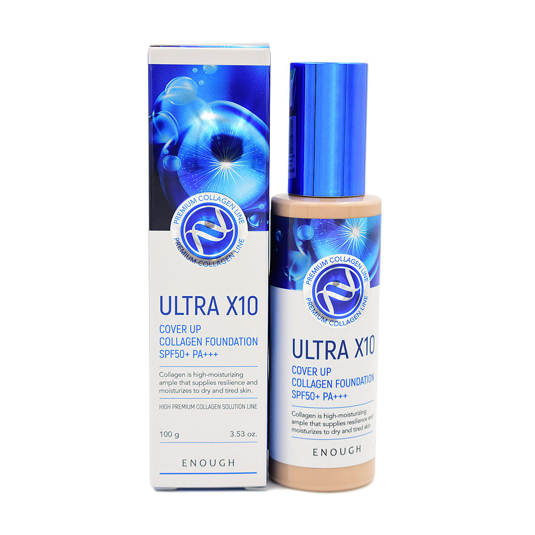 

Уцінка! Тональний крем для обличчя Enough Ultra X10 Cover Up Collagen Foundation SPF 50+ PA+++, 21, 100 мл