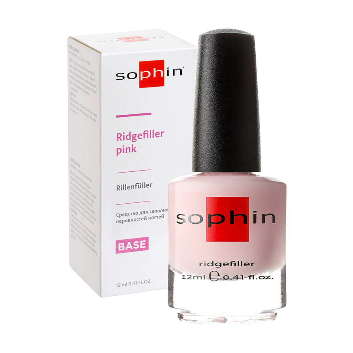 

Уцінка! Засіб для заповнення нерівностей нігтів Sophin Pink Ridgefiller, 12 мл