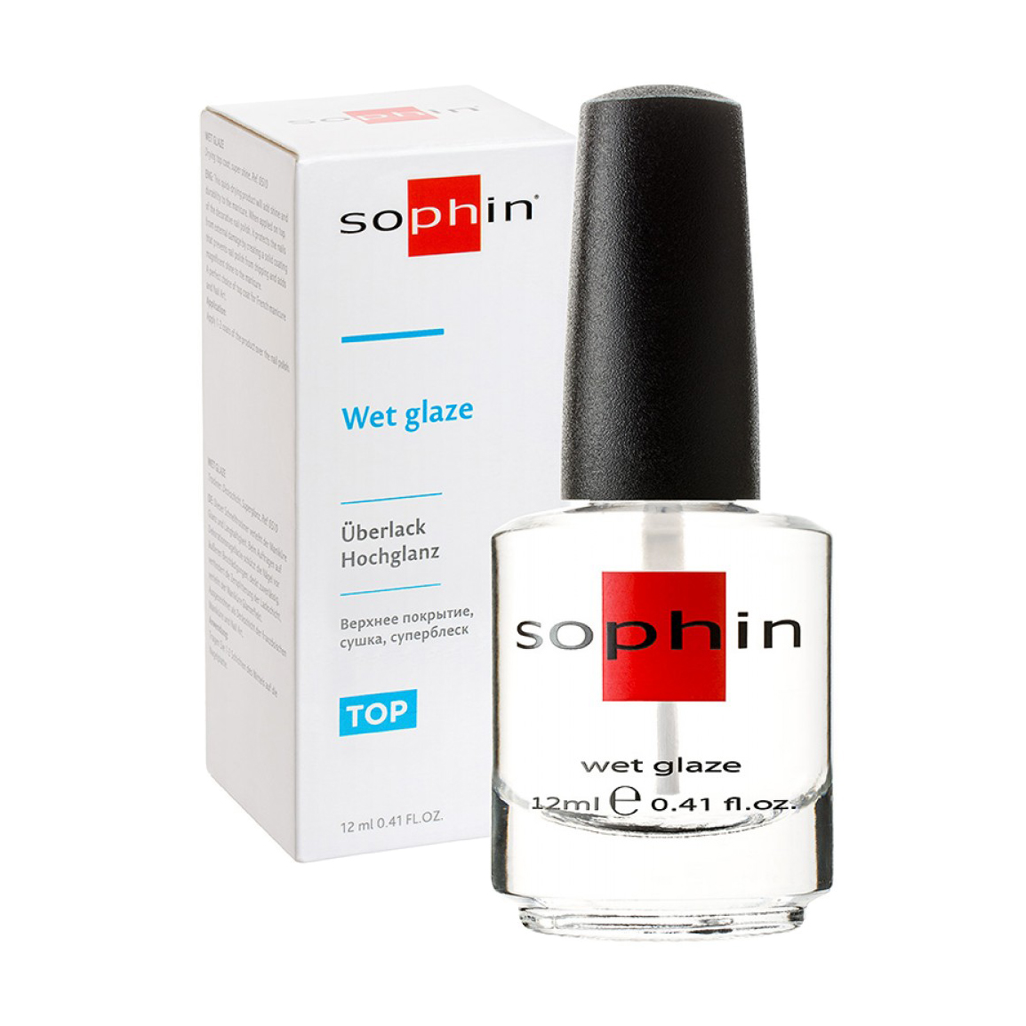 

Уцінка! Верхнє покриття, сушка, супер блиск для нігтів Sophin Wet Glaze Top, 12 мл