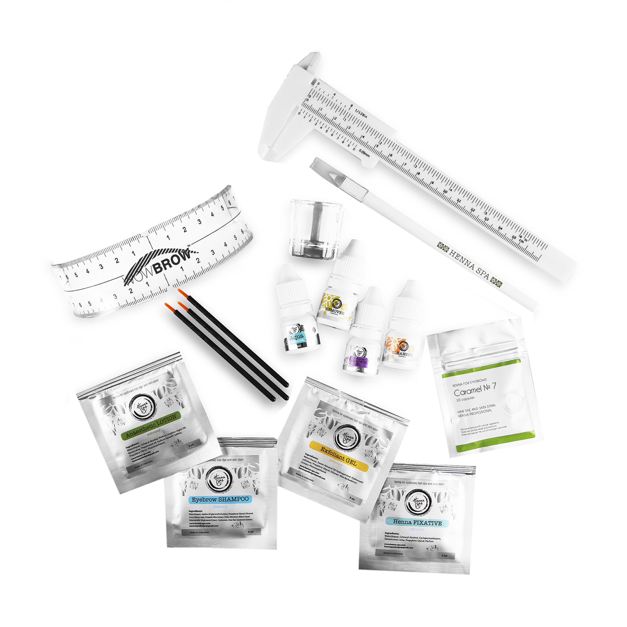 

Уцінка! Набір для домашнього фарбування брів Henna Spa з розміткою Caramel (хна в капсулах, 10 шт + препарати, 8 видів*5 мл + інструменти, 5 шт)