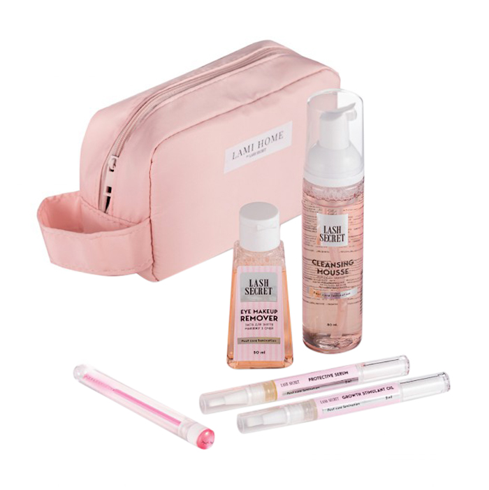 

Уцінка! Набір для догляду за віями Lash Secret Lami Home (мус, 80 мл + олія, 2 мл + сироватка, 2 мл + засіб для демакіяжу, 50 мл + щітка + косметичка)