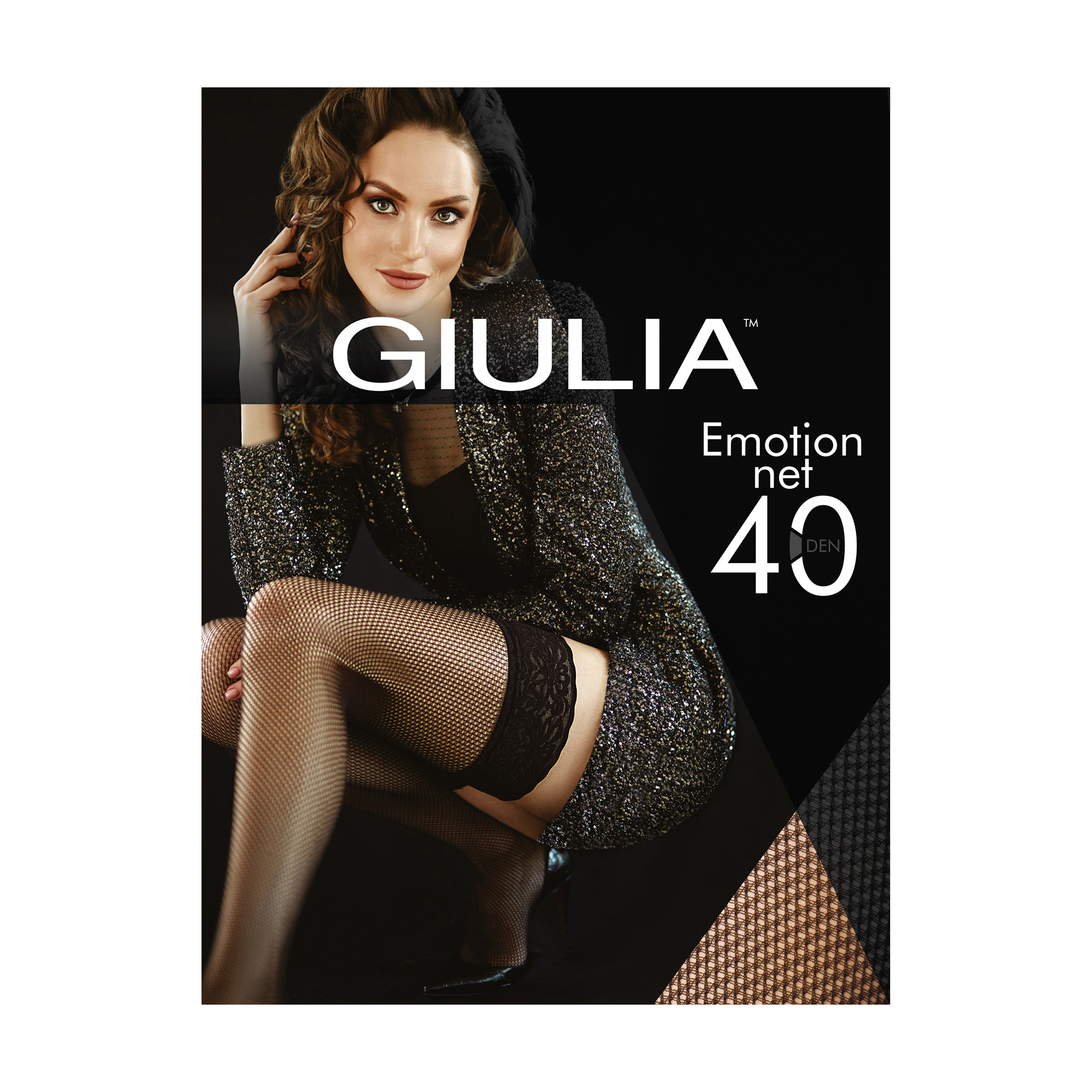 

Панчохи жіночі Giulia Emotion Net 40 DEN, Nero, розмір 3/4