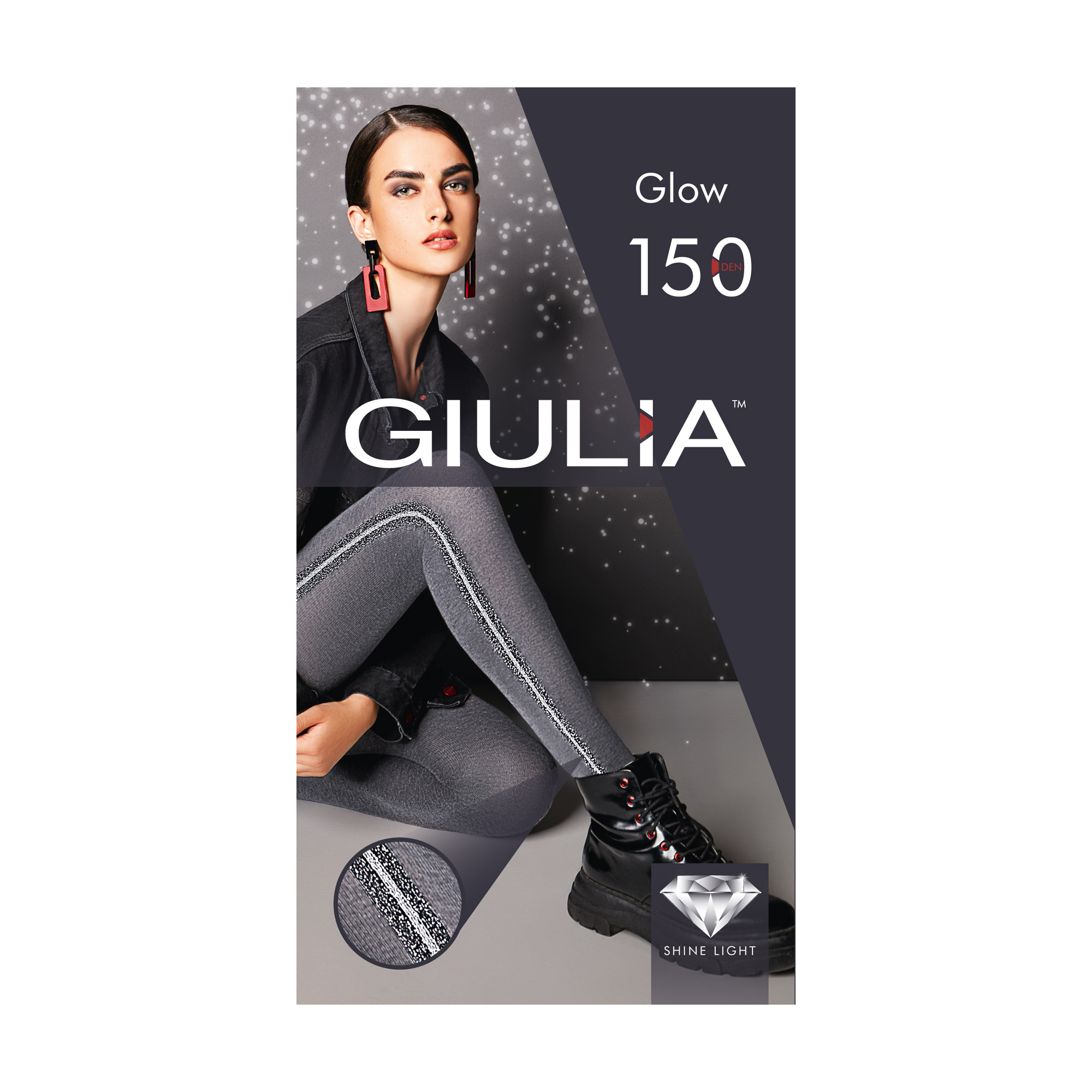 

Колготки жіночі Giulia Glow 150 DEN (1) фантазійні, з люрексом, Black, розмір 3