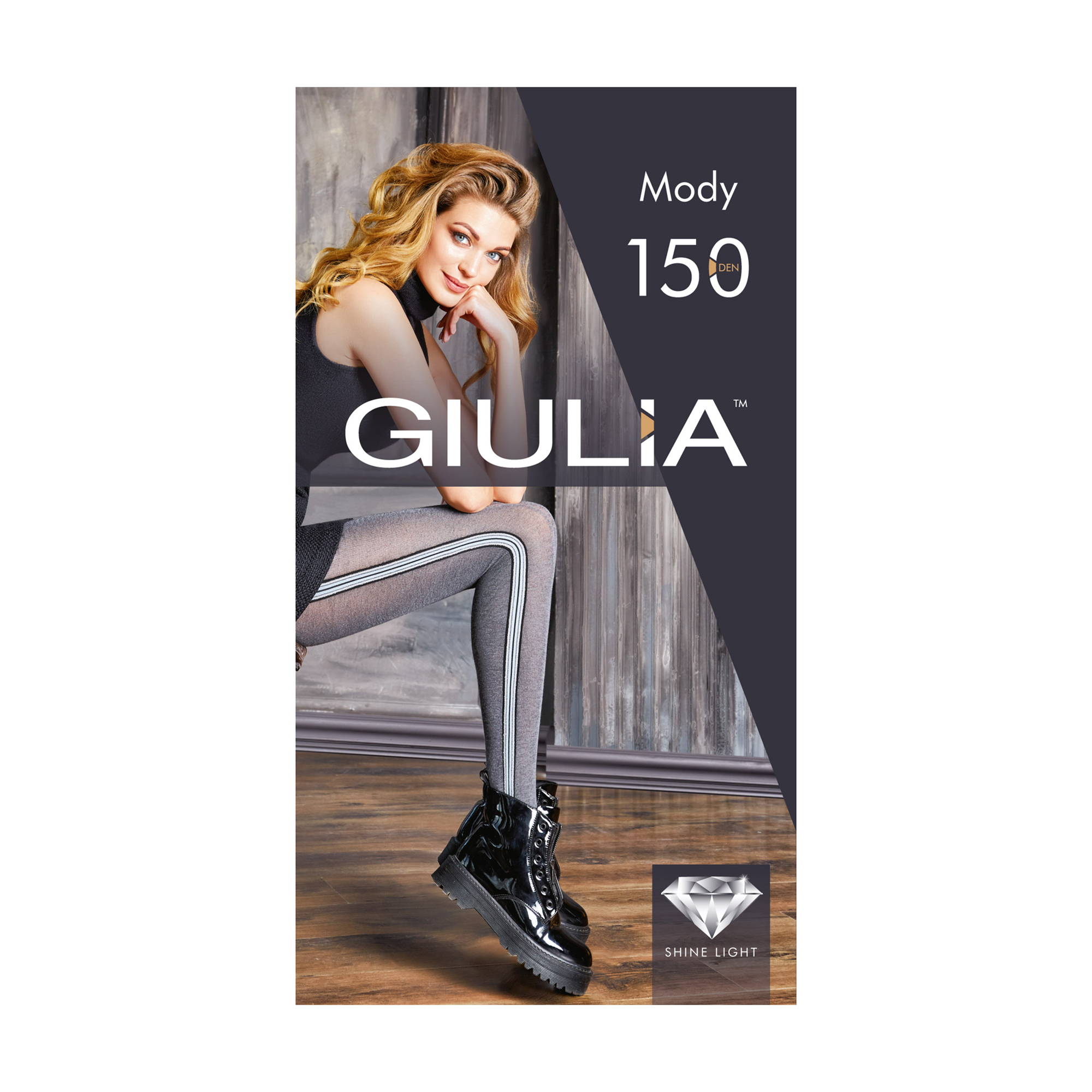 

Фантазійні колготки жіночі Giulia Mody (2) 150 DEN, Dark Grey Melange, розмір 3