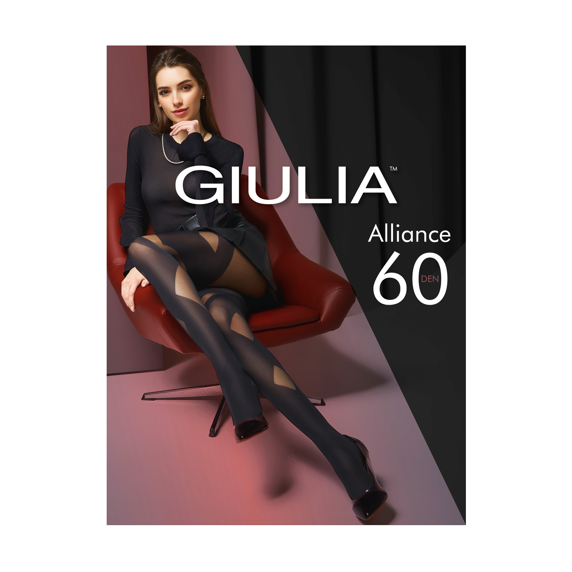 

Фантазійні жіночі колготки з поліаміду Giulia Alliance 60 DEN (1), Nero, розмір 4