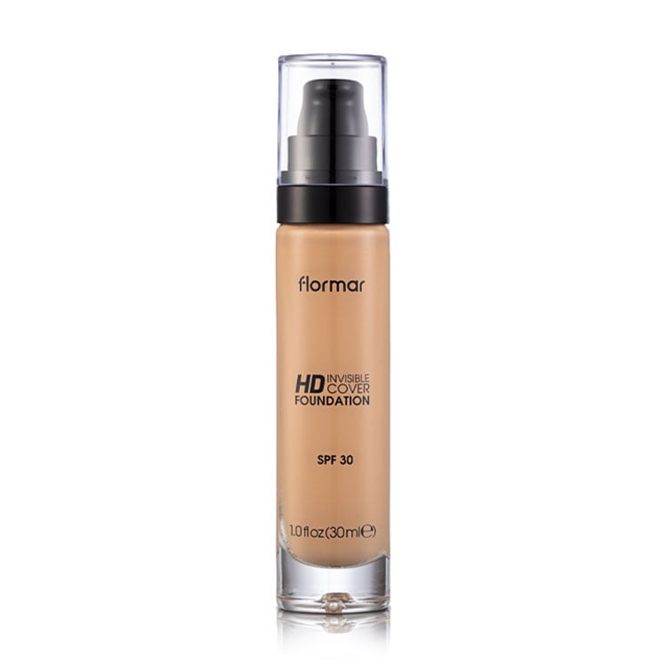 

Уцінка! Тональна основа для обличчя Flormar Invisible Cover HD Foundation SPF 30, 080 Soft Beige, 30 мл