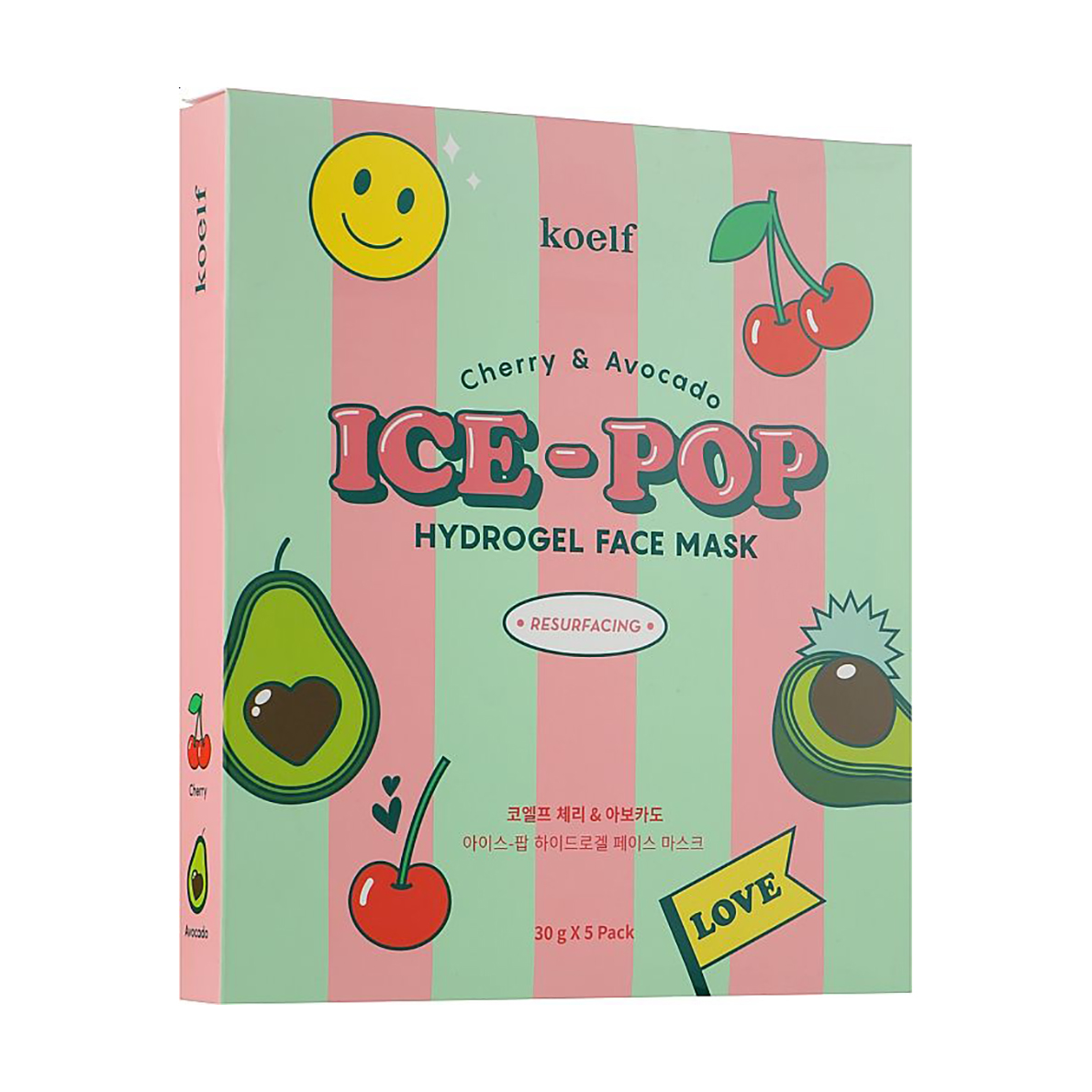 

Гідрогелева маска для обличчя Koelf Cherry & Avocado Ice-Pop Hydrogel Face Mask з вишнею й авокадо, 5*30 г