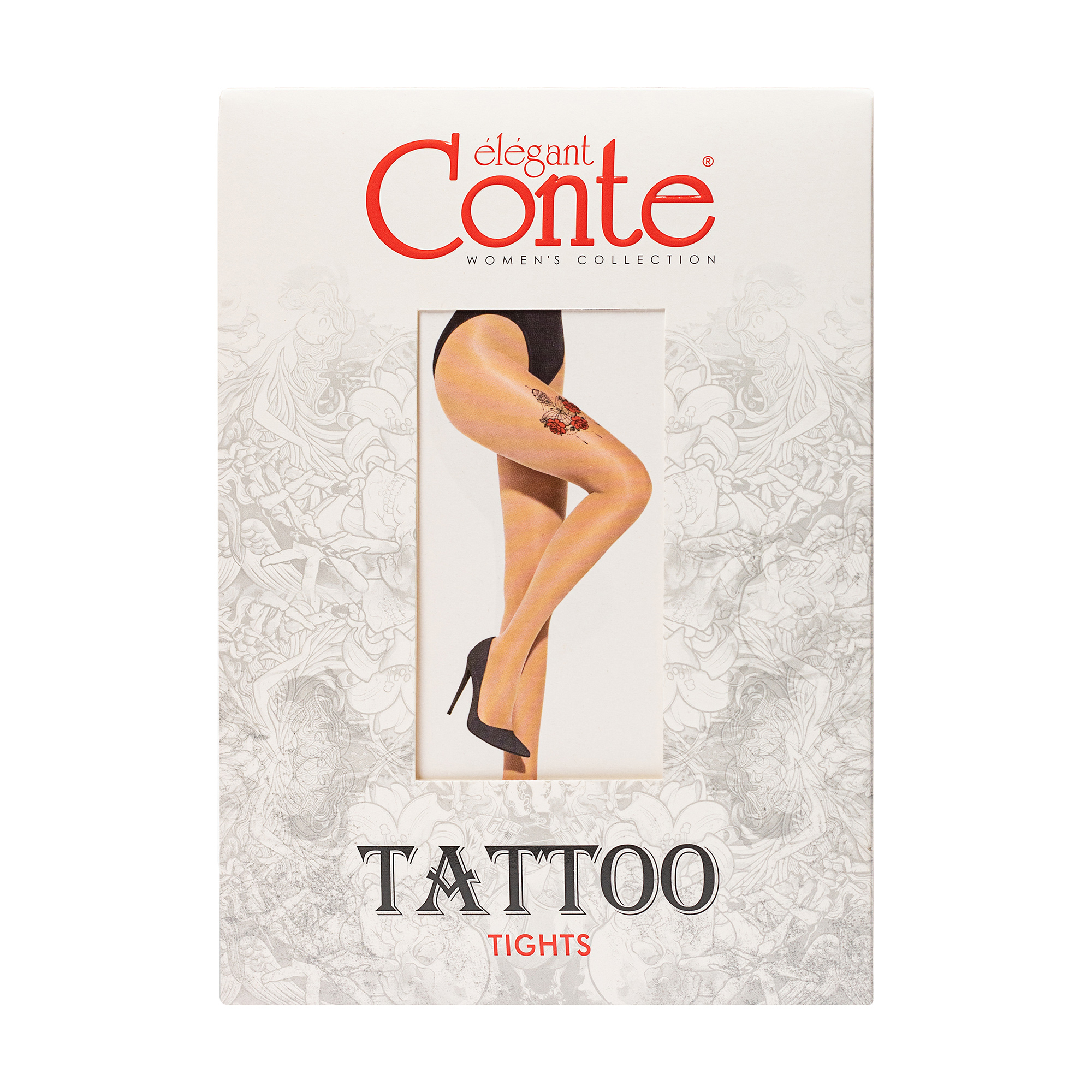 

Фантазійні колготки жіночі Conte Elegant Tattoo 20С-17СП, з малюнком Butterfly, 20 DEN, 001 Bronz, розмір 3