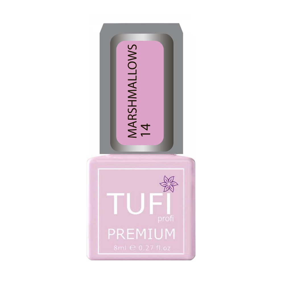 

Гель-лак для нігтів Tufi Profi Premium Marshmallows 14 Розовий з блискітками, 8 мл