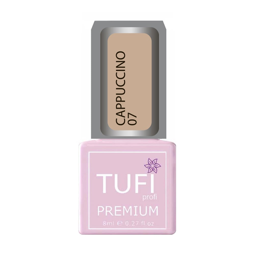 

Уцінка! Гель-лак для нігтів Tufi Profi Premium Cappuccino 07 Горіховий, 8 мл
