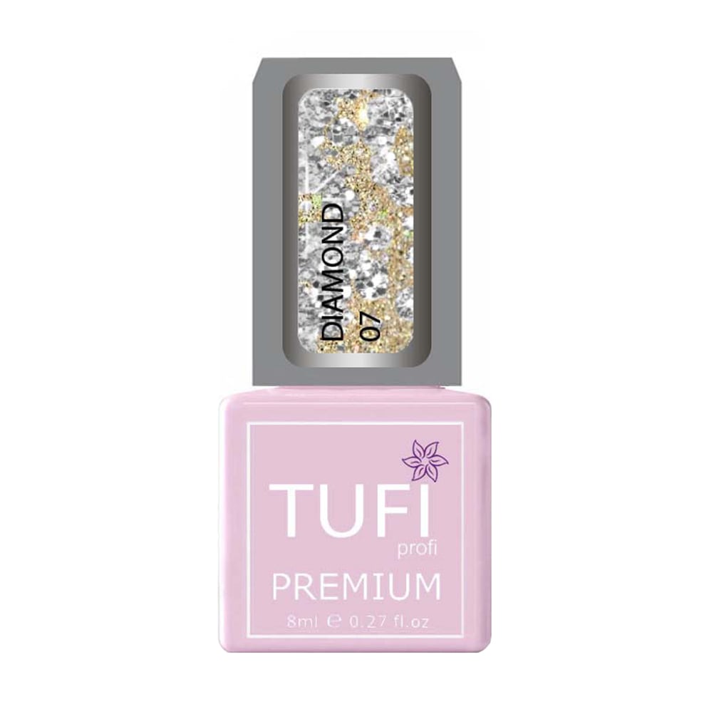 

Уцінка! Гель-лак для нігтів Tufi Profi Premium Diamond 07 Золоті великі блискітки, 8 мл
