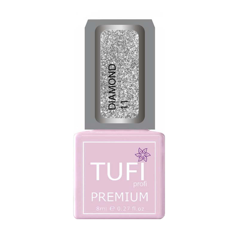 

Гель-лак для нігтів Tufi profi Premium Diamond 11 Насичене срібло, 8 мл