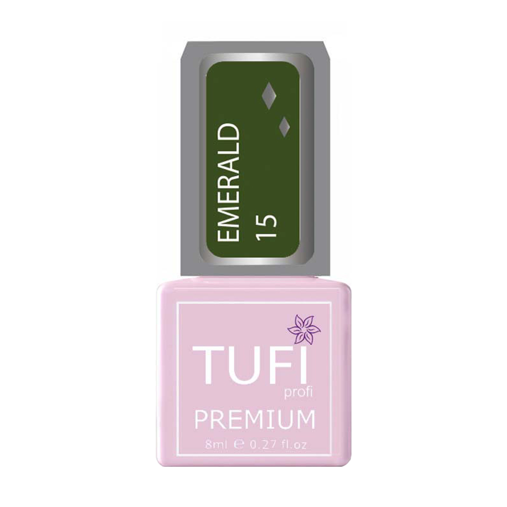 

Уцінка! Гель-лак для нігтів Tufi Profi Premium Emerald 15 Малахітовий з блискітками, 8 мл