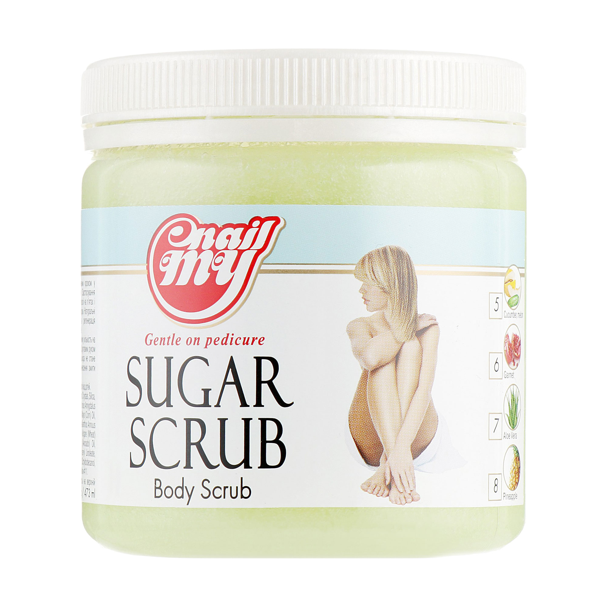 

Уцінка! Цукровий скраб для тіла та ніг My Nail Sugar Scrub Диня з огірком, 473 мл