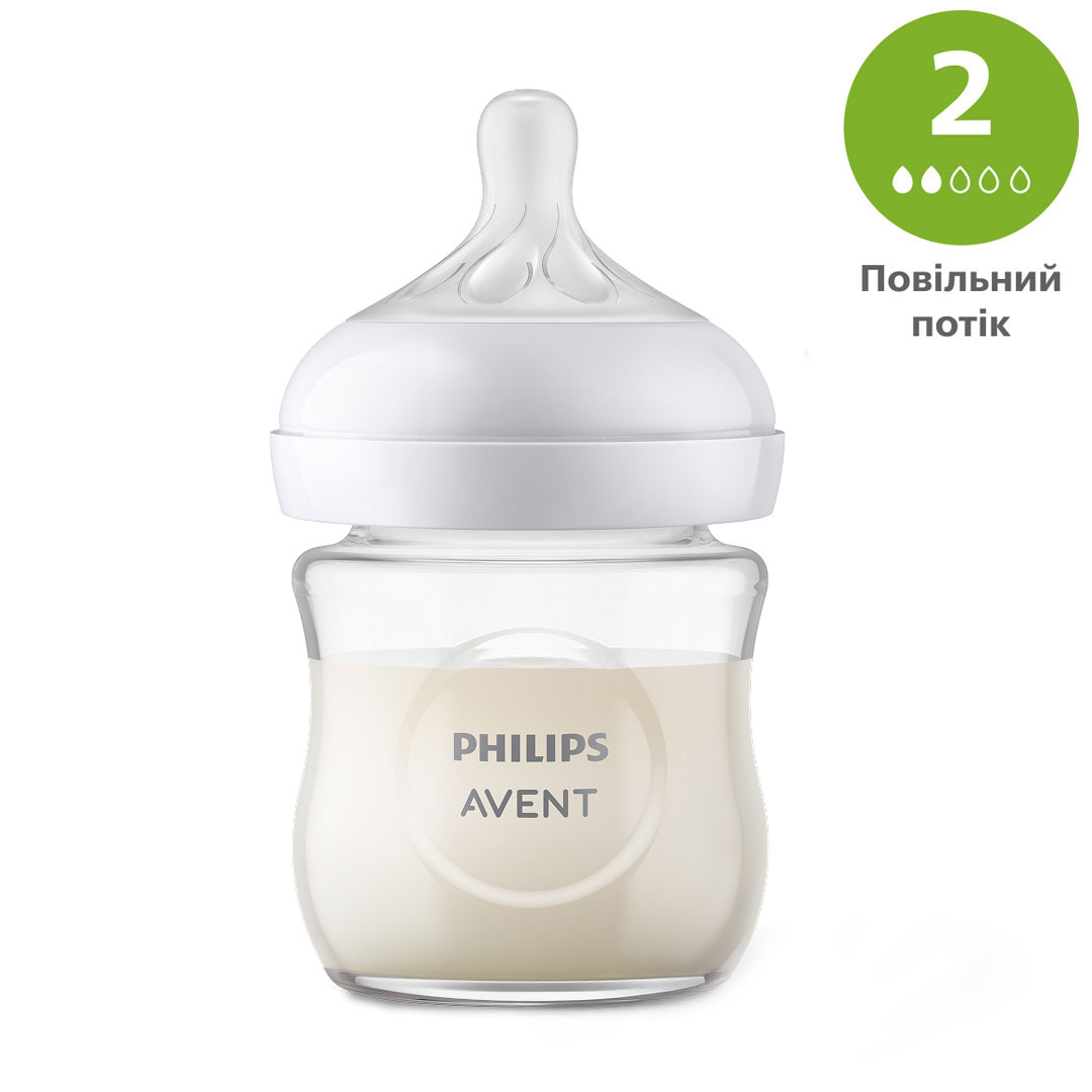

Дитяча скляна пляшечка для годування Avent Natural 2-Повільний потік, від народження, 120 мл (SCY930/01)