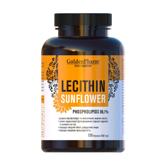 

Лецитин Golden Pharm Lecithin Sunflower Phospholipids 562 мг, 120 капсул