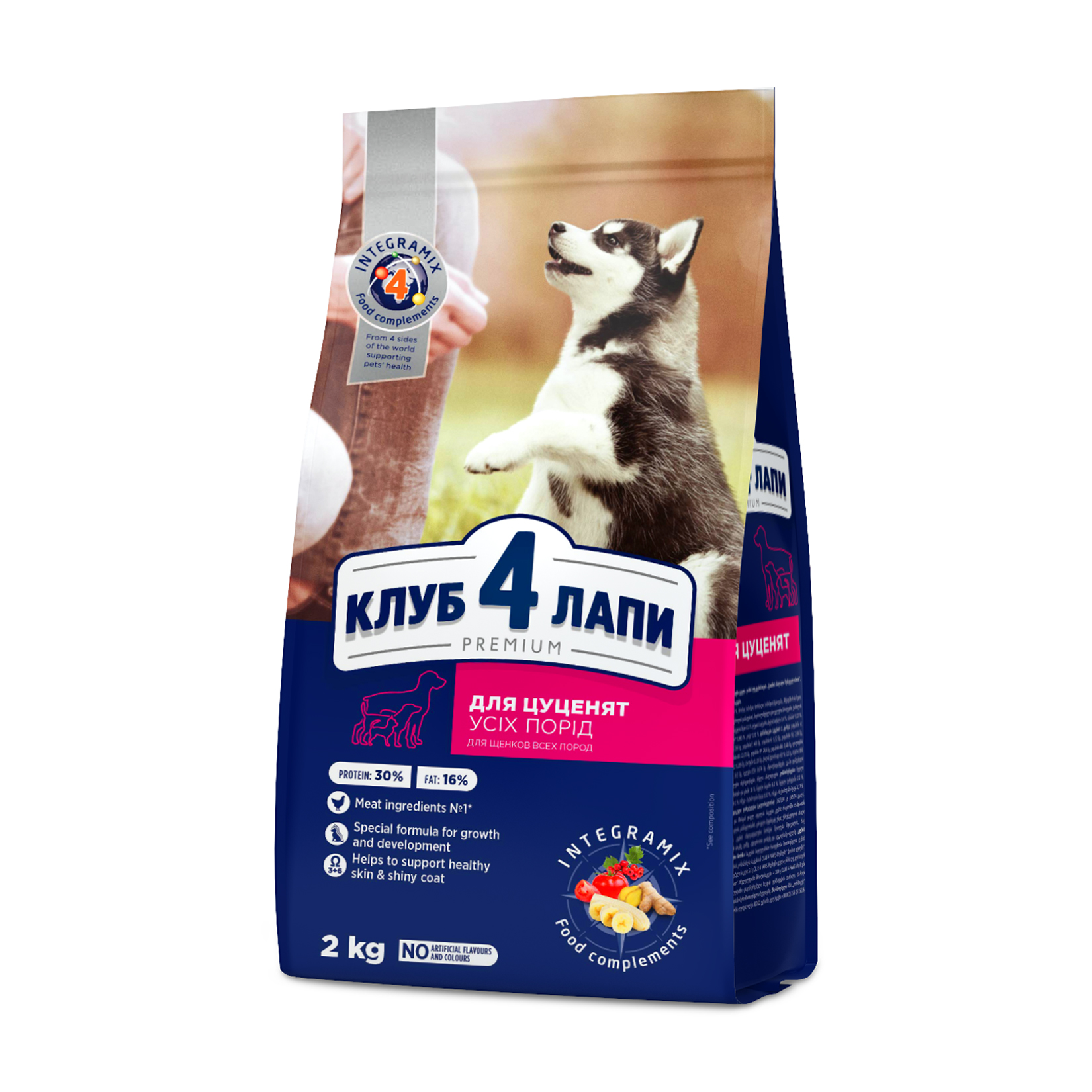 

Сухий корм для цуценят всіх порід Club 4 Paws Premium з високим вмістом курки, 2 кг