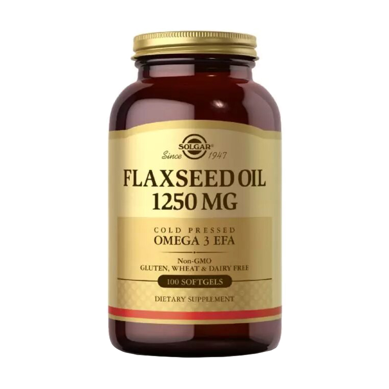 

Лляна олія Solgar Cold Pressed Flaxseed Oil 1250 мг, 100 гелевих капсул