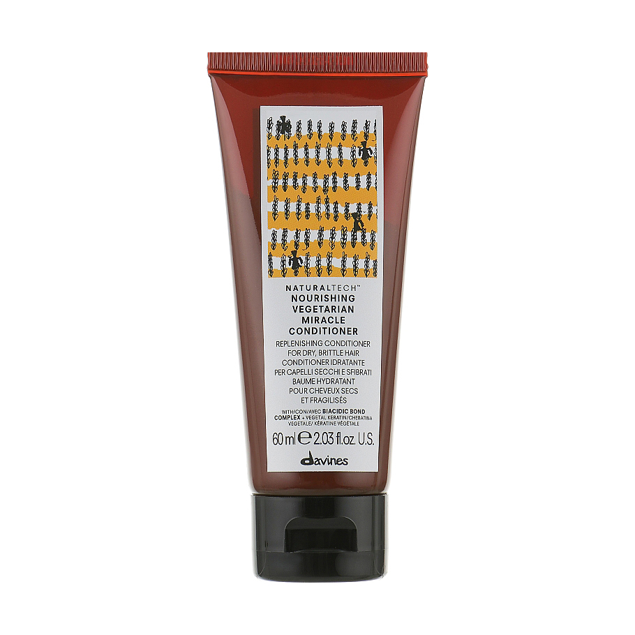 

Живильний кондиціонер Davines NaturalTech Nourishing Vegetarian Miracle Conditioner Вегетаріанське чудо, для сухого та ламкого волосся, 60 мл