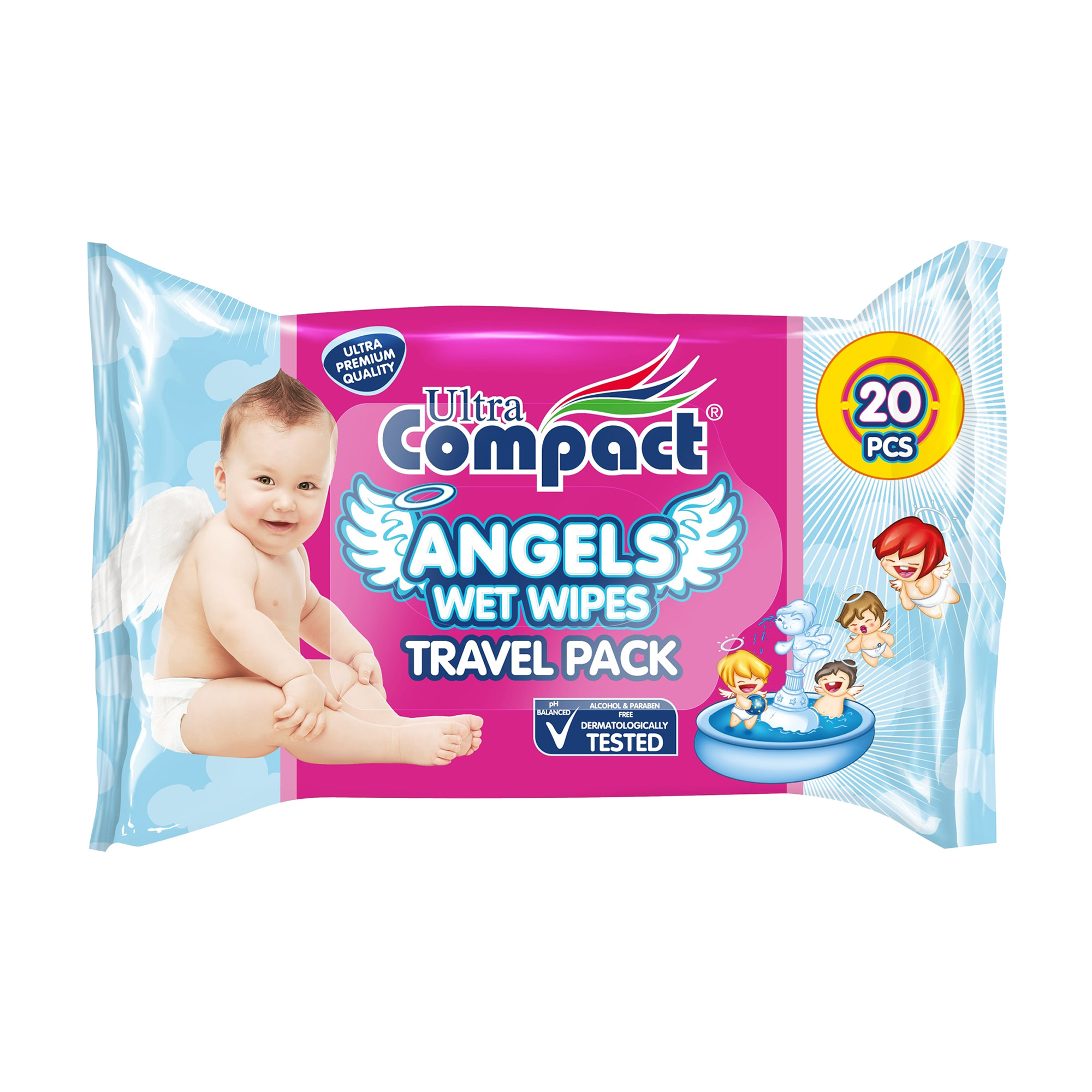 

Уцінка! Дитячі вологі серветки Ultra Compact Angels Baby, 20 шт