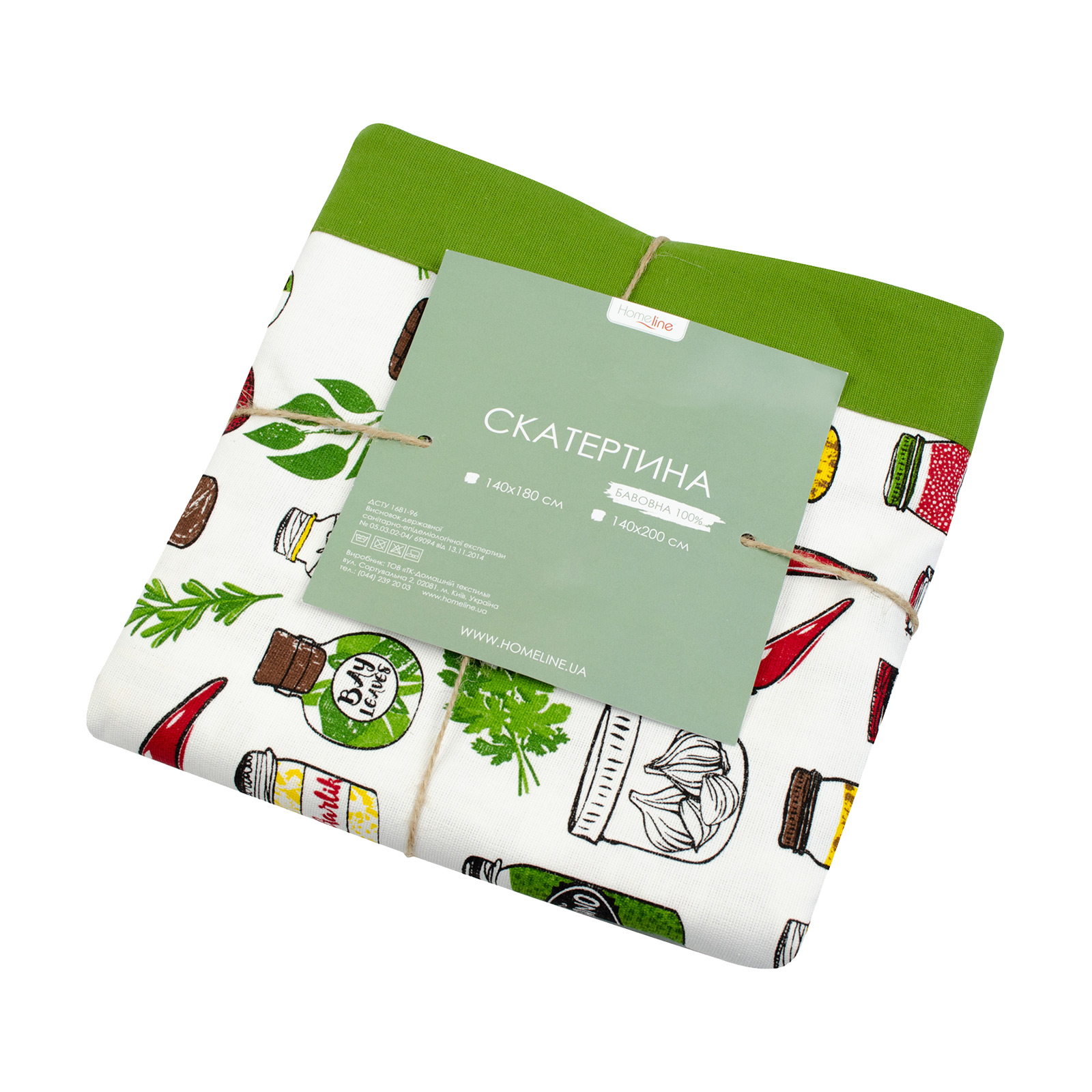 

Кухонна скатертина Home Line Спеції, зелена, 140*180см (162767)