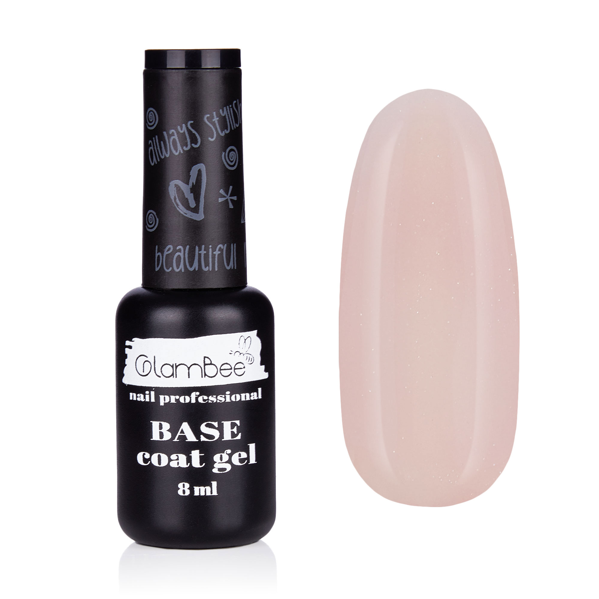 

Базове покриття для гель-лаку GlamBee Base Coat Gel Shiny Nude, 8 мл