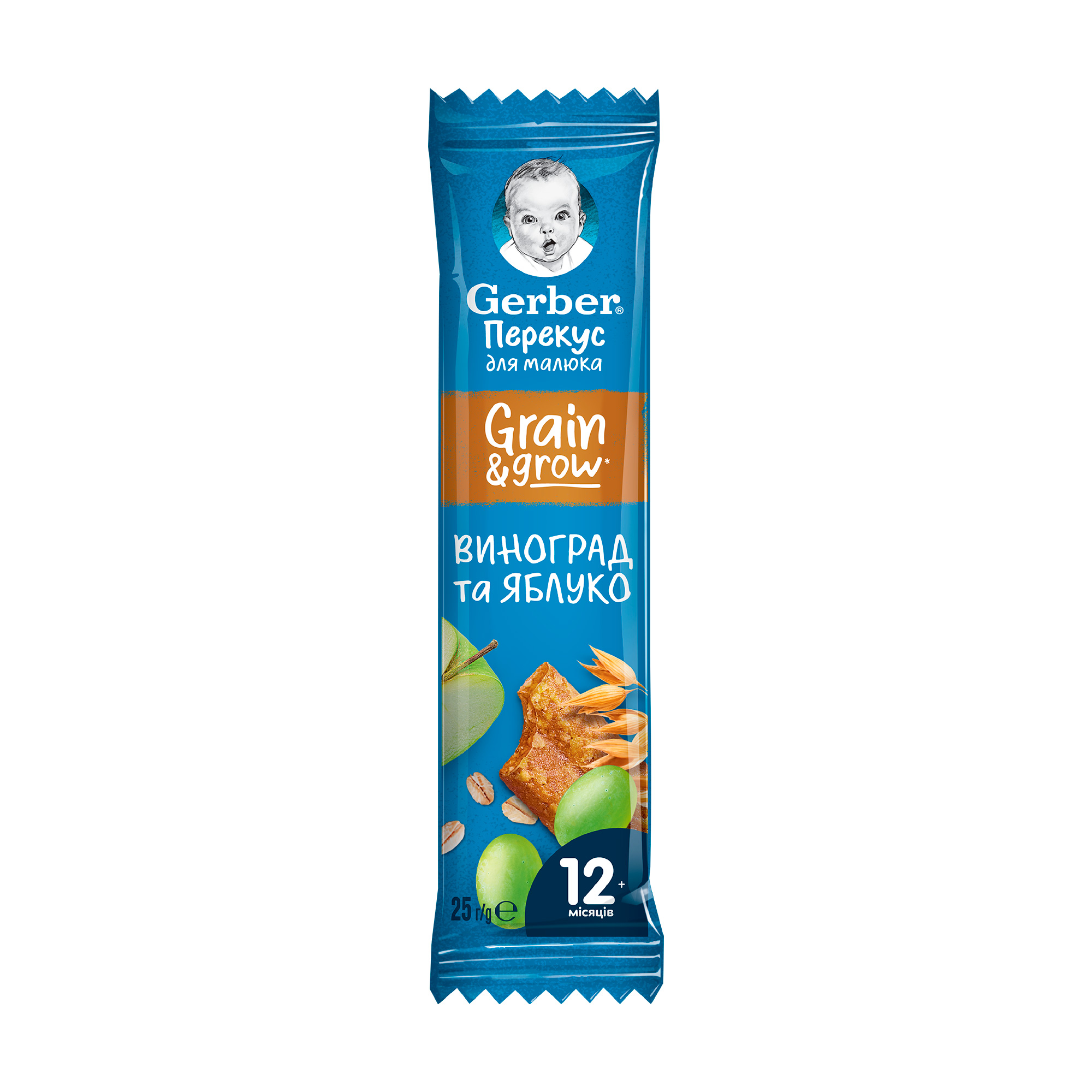 

Уцінка! Фруктово-злаковий батончик Gerber Виноград та яблуко, для харчування дітей від 12 місяців, 25 г