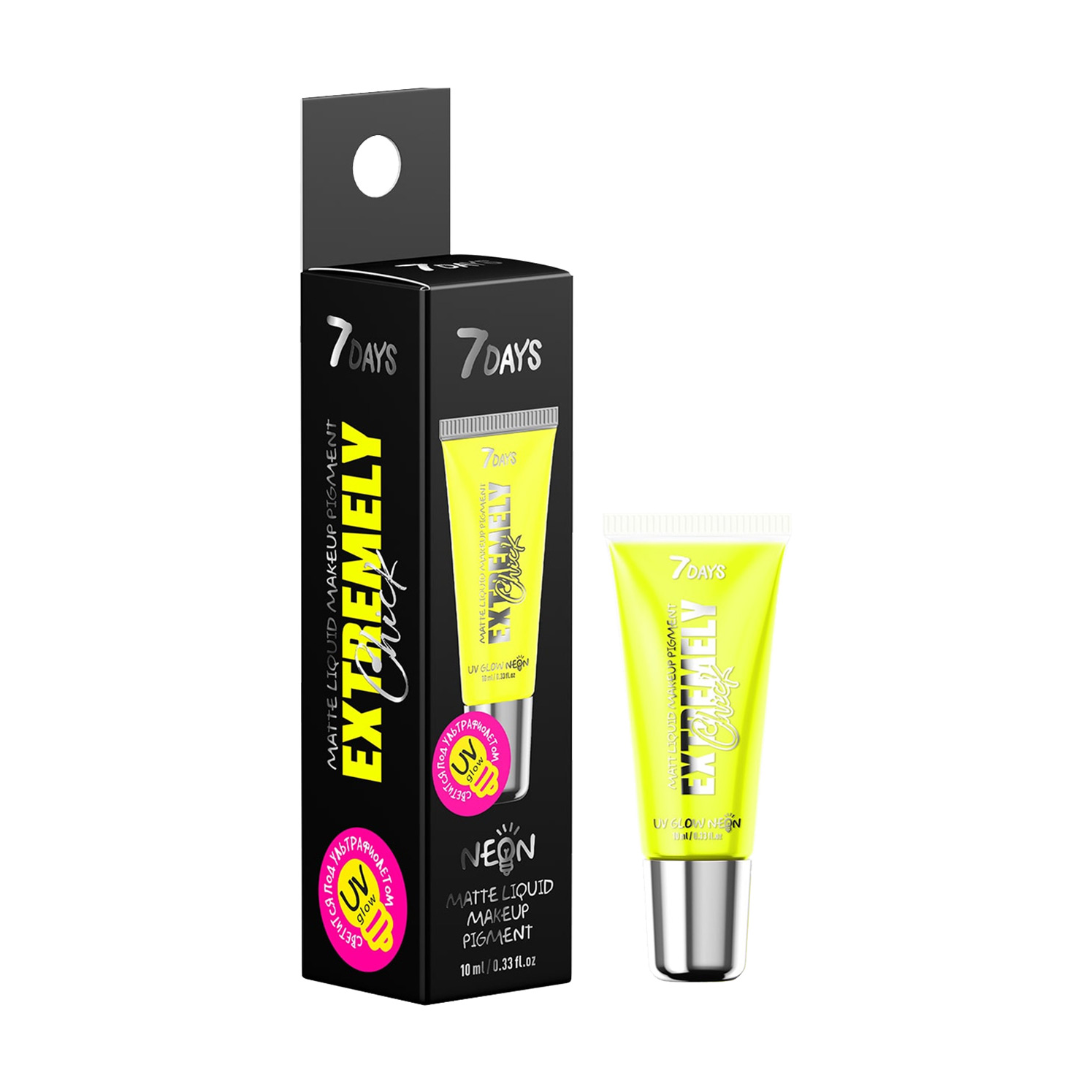 

Рідкий матовий пігмент для макіяжу 7 Days Extremely Chick UV Glow Neon 03 Yellow, 10 мл