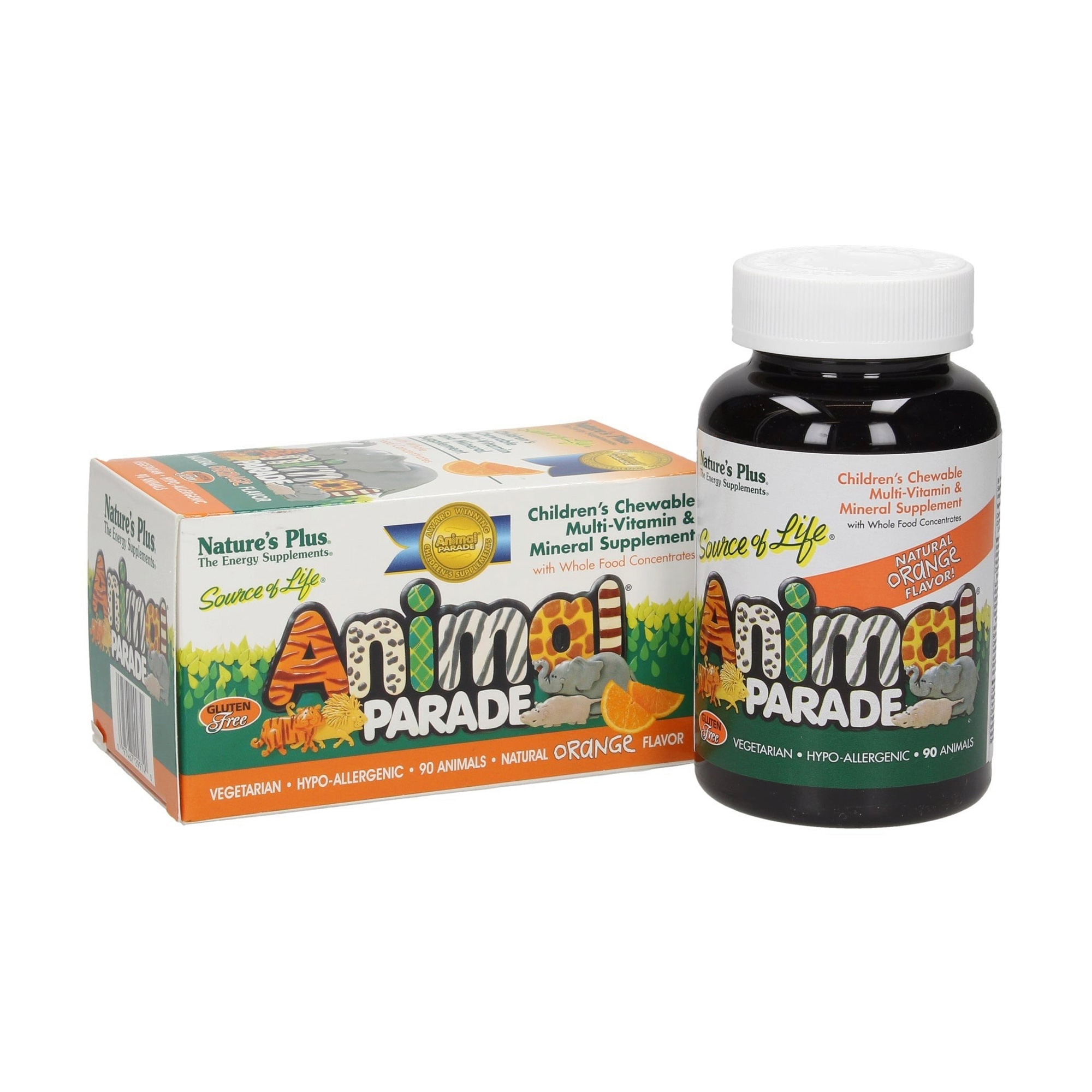 

Мультивітаміни та мінерали для дітей NaturesPlus Source of Life Animal Parade зі смаком апельсина, 90 жувальних таблеток