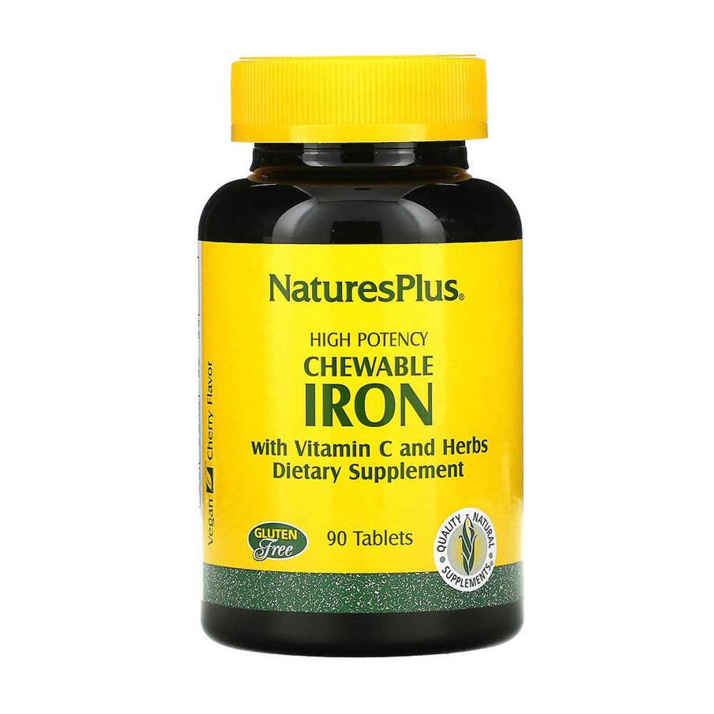 

Залізо з вітаміном С NaturesPlus Iron with Vitamin C & Herbs, 90 жувальних таблеток