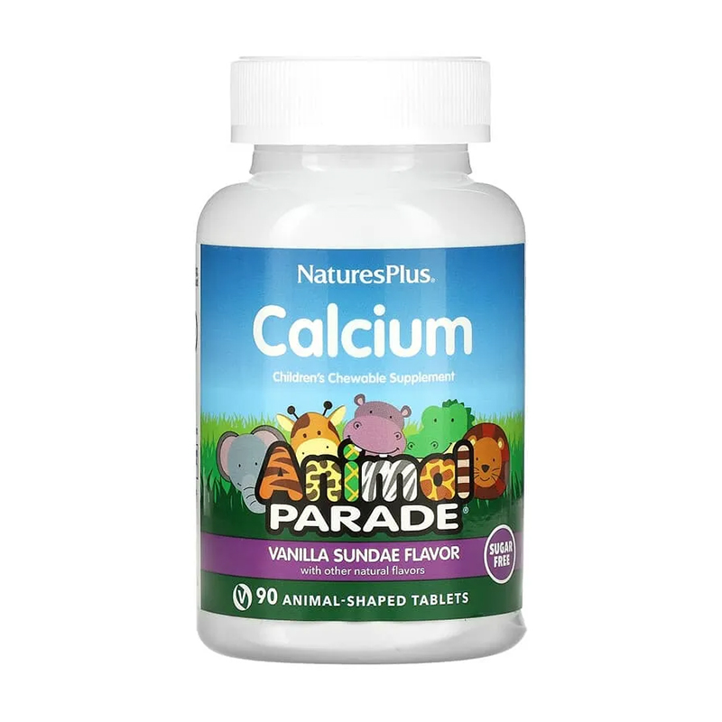 

Дитячий Кальцій NaturesPlus Animal Parade, без цукру, зі смаком ванілі, 90 жувальних таблет