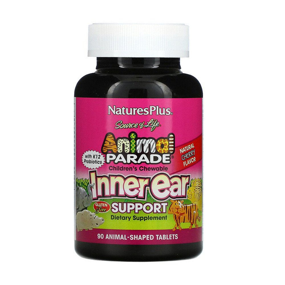 

Підтримка внутрішнього вуха для дітей NaturesPlus Animal Parade зі смаком вишні, 90 жувальних таблеток