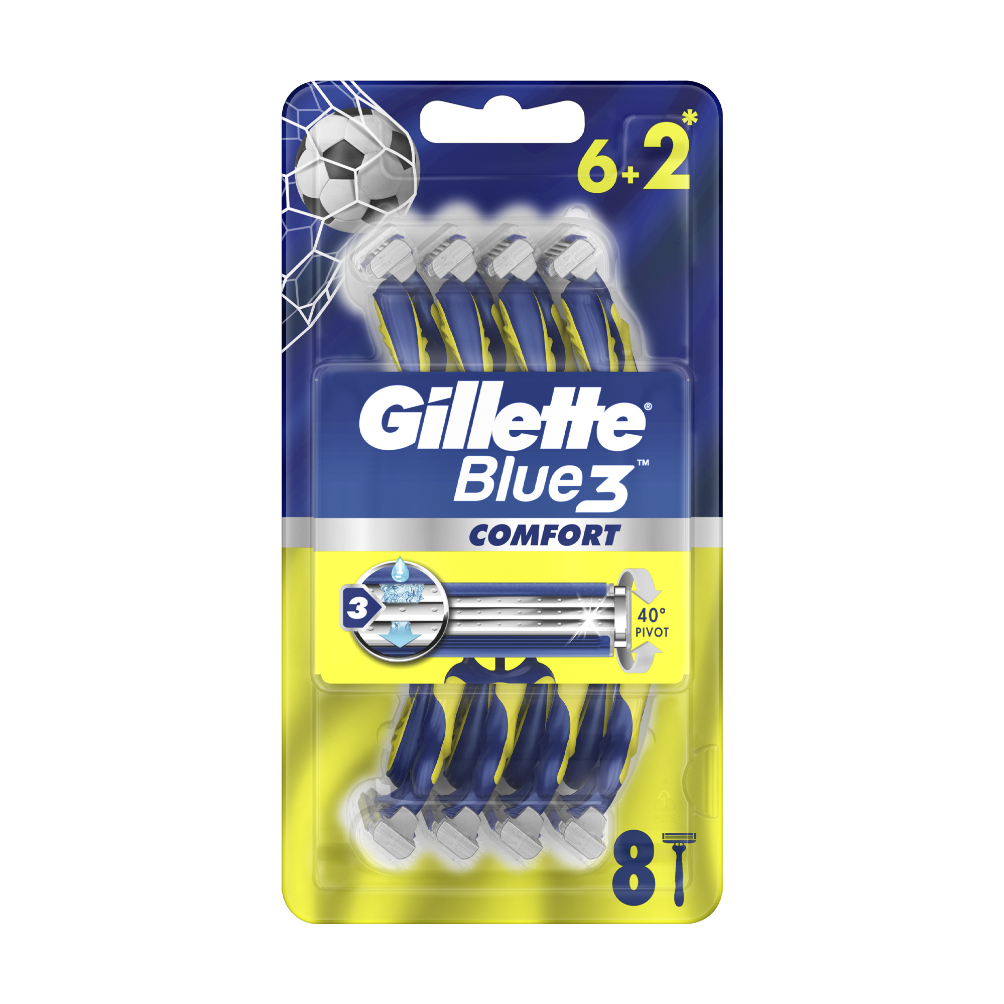 

Одноразові станки для гоління чоловічі (бритви) Gillette Blue 3 Comfort, 8 шт